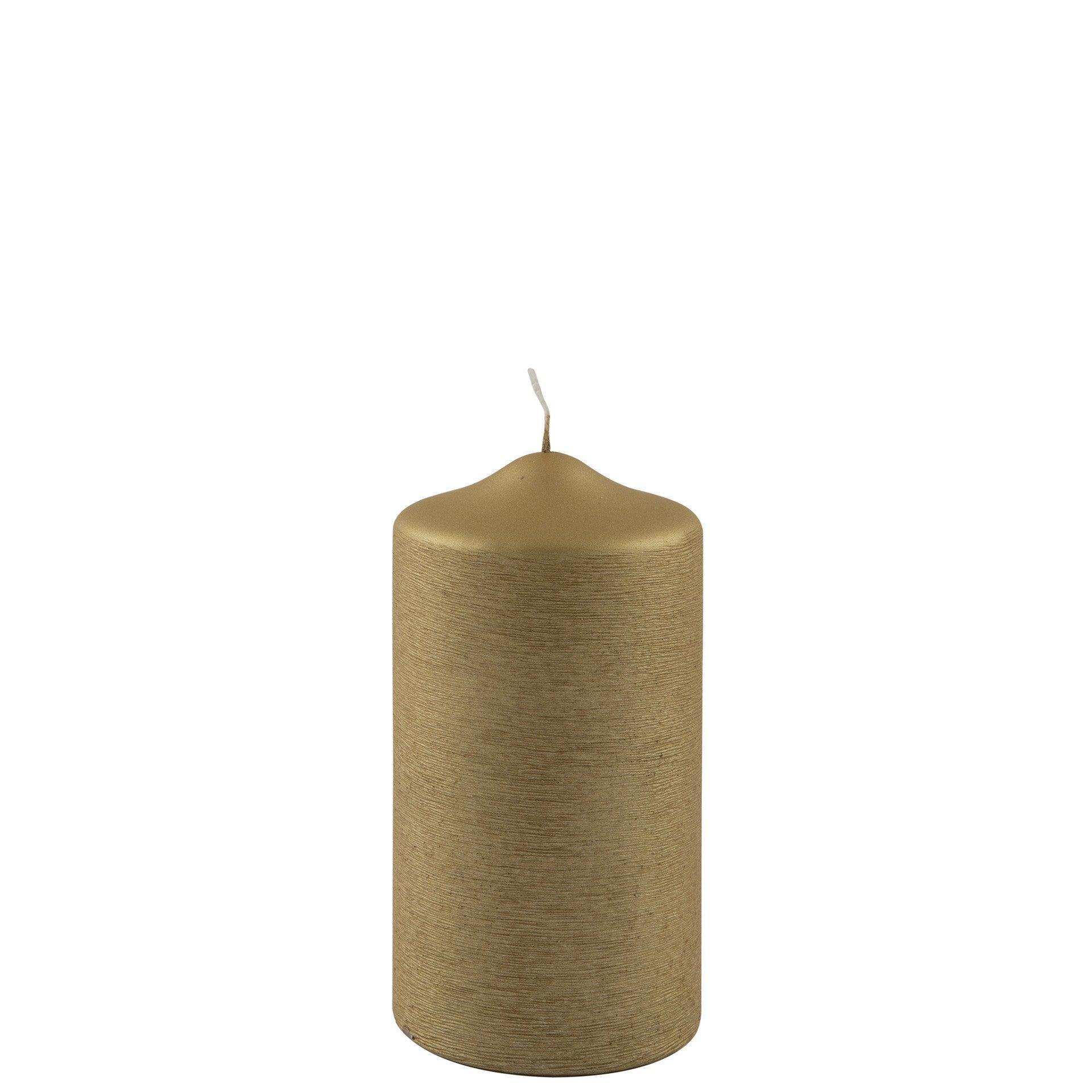 Fink Candle Stumpenkerze gebürstet metallic Gold 15cm - HomeDesign Knaus