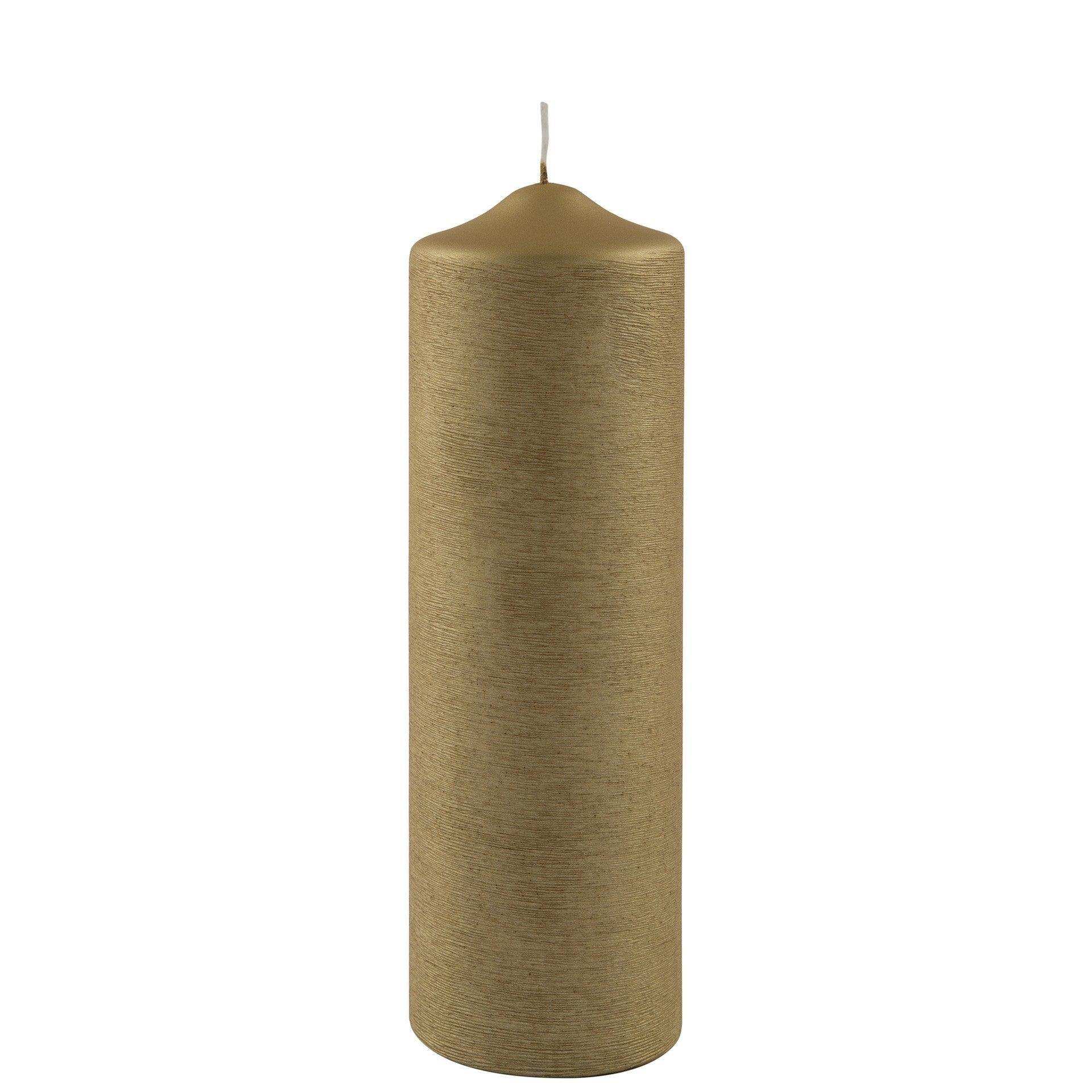 Fink Candle Stumpenkerze gebürstet metallic Gold 25cm - HomeDesign Knaus