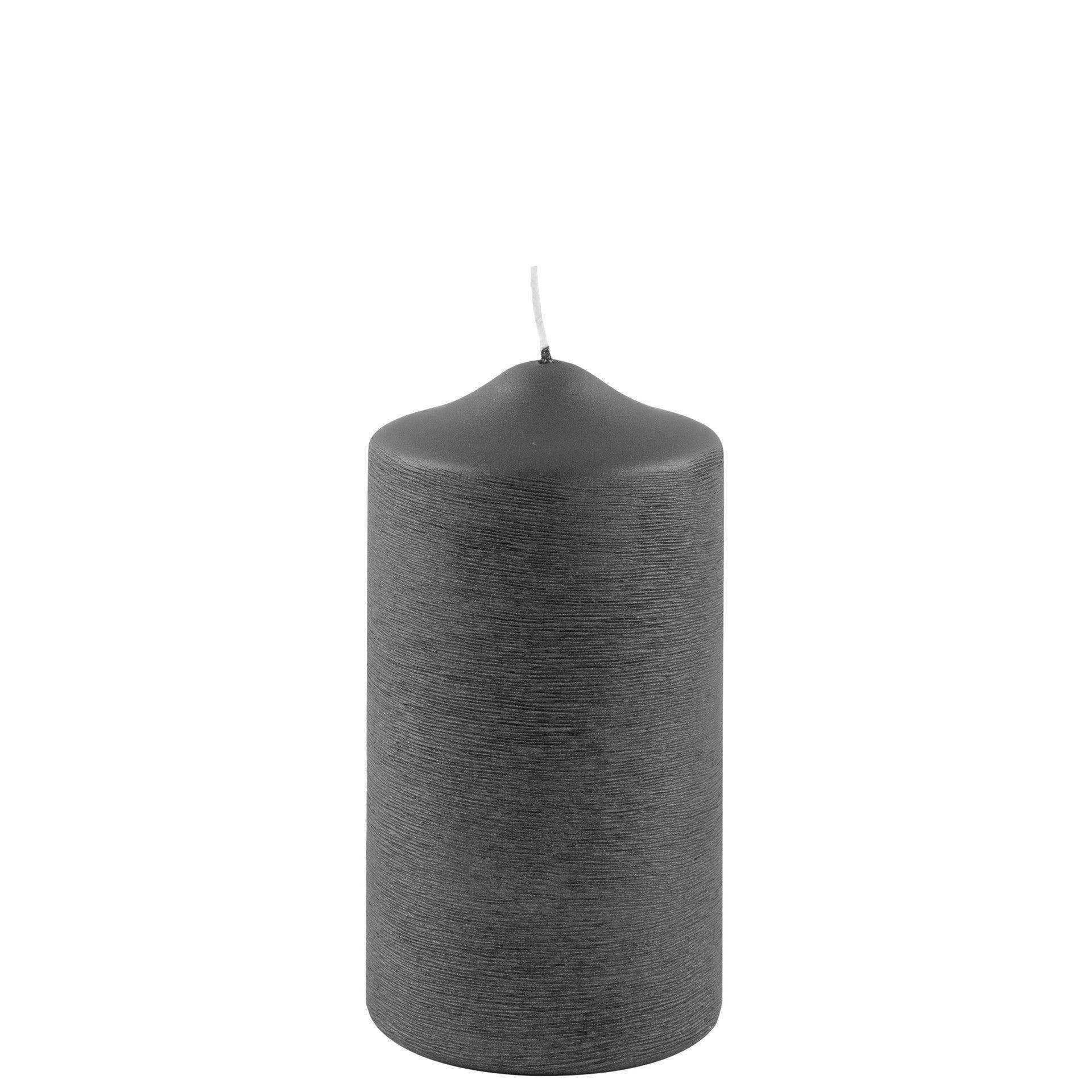 Fink Candle Stumpenkerze gebürstet metallic Grau 15cm - HomeDesign Knaus