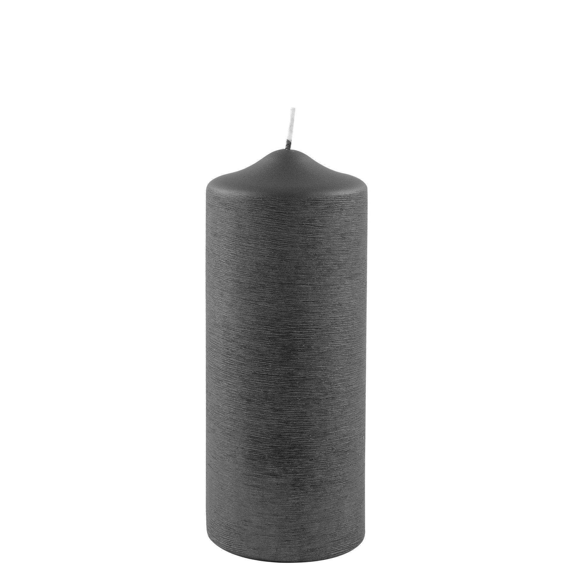 Fink Candle Stumpenkerze gebürstet metallic Grau 20cm - HomeDesign Knaus