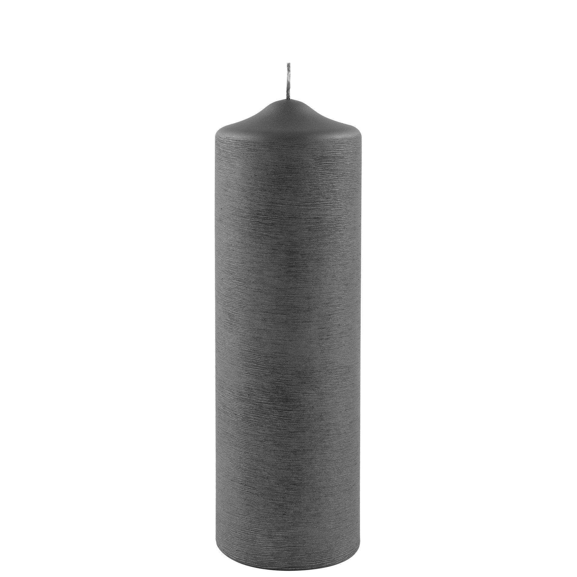 Fink Candle Stumpenkerze gebürstet metallic Grau 25cm - HomeDesign Knaus