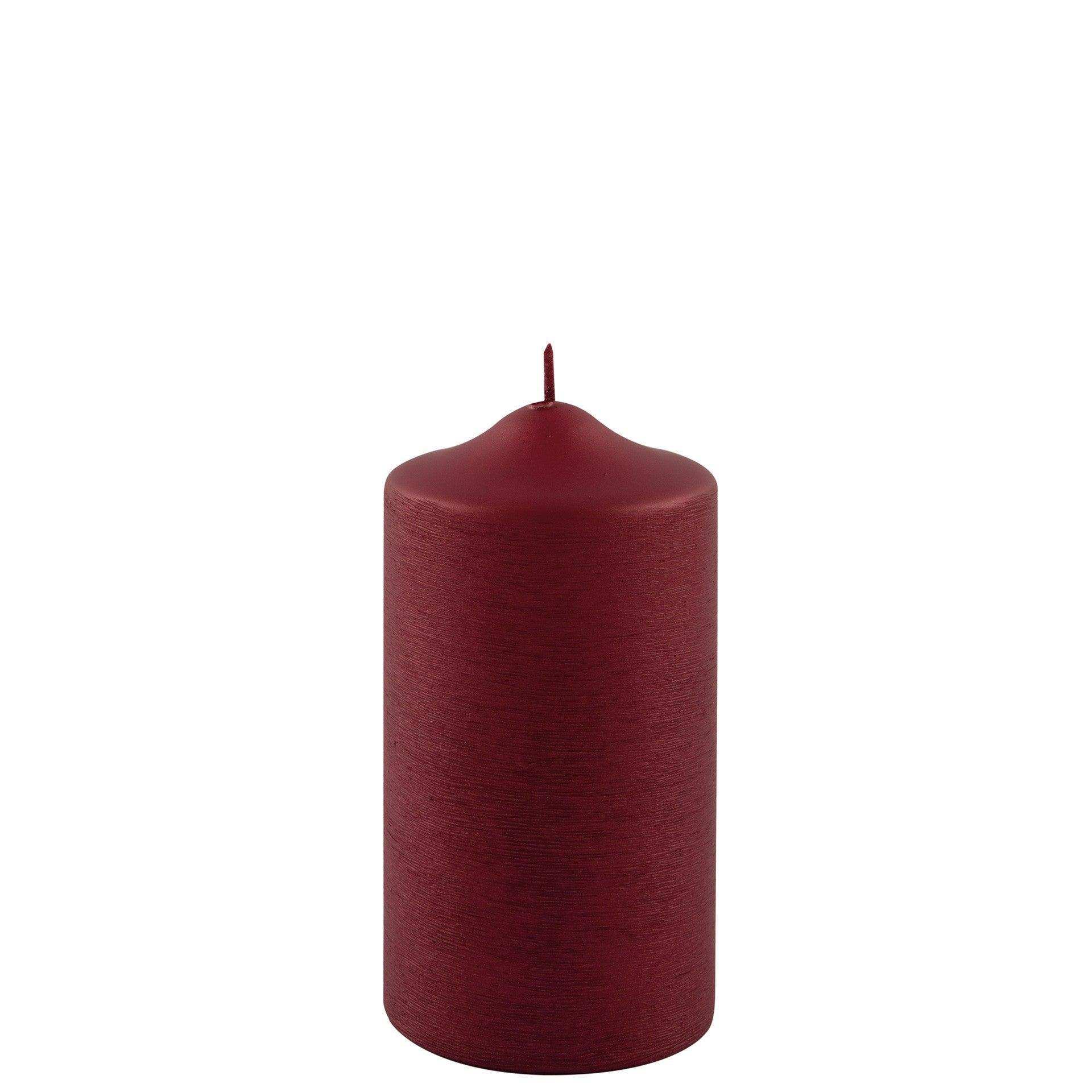 Fink Candle Stumpenkerze gebürstet metallic Rot 15cm - HomeDesign Knaus