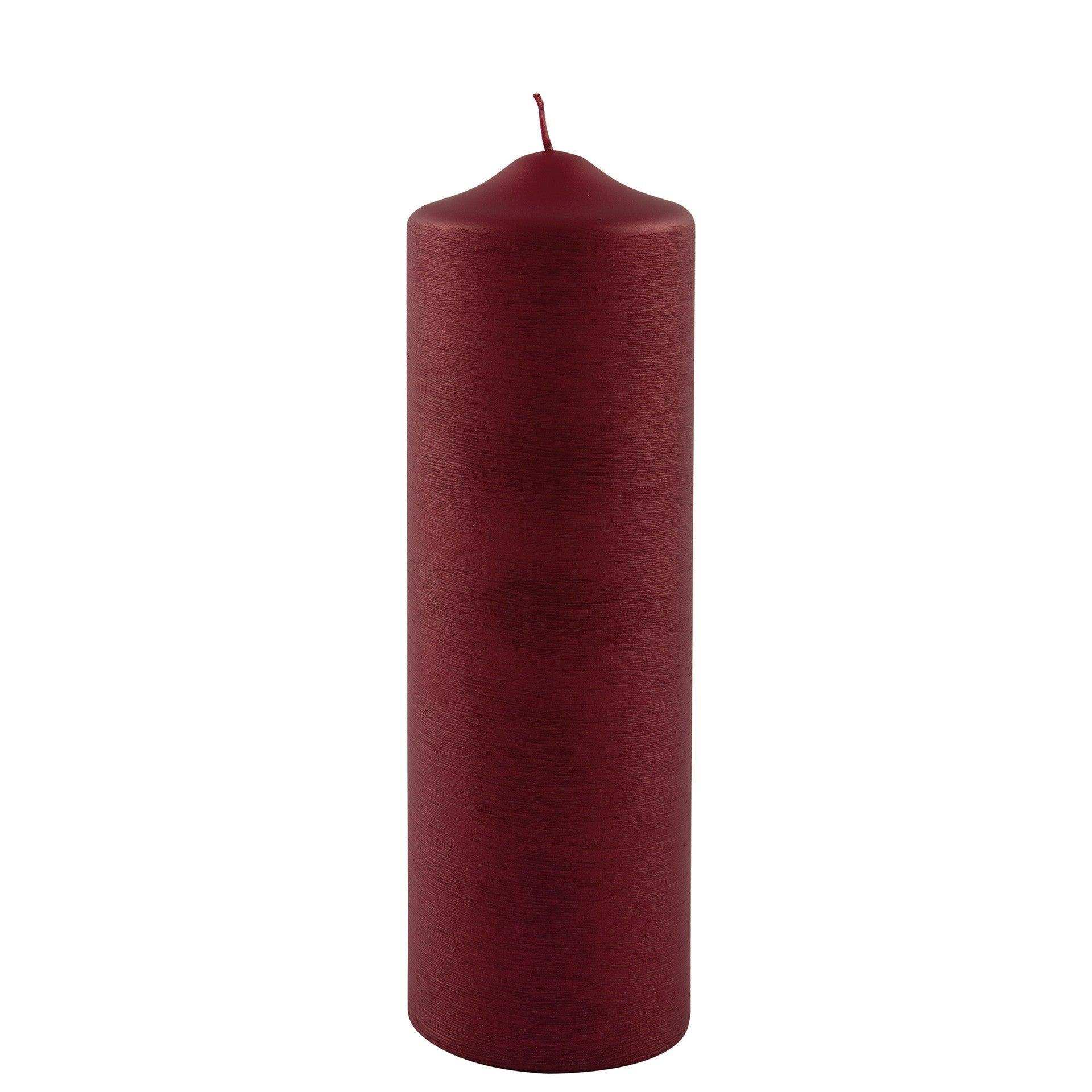 Fink Candle Stumpenkerze gebürstet metallic Rot 25cm - HomeDesign Knaus