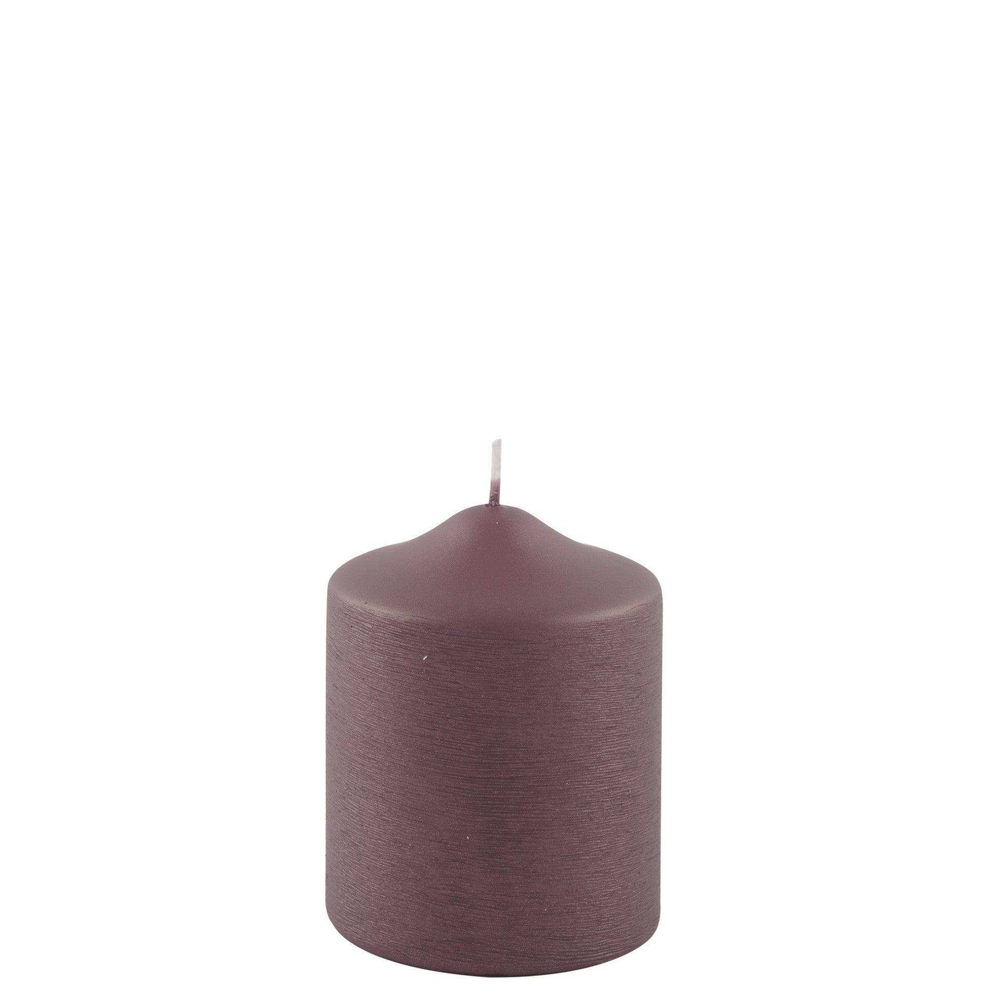 Fink Candle Stumpenkerze metallic gebürstet Bordeaux 10cm - HomeDesign Knaus