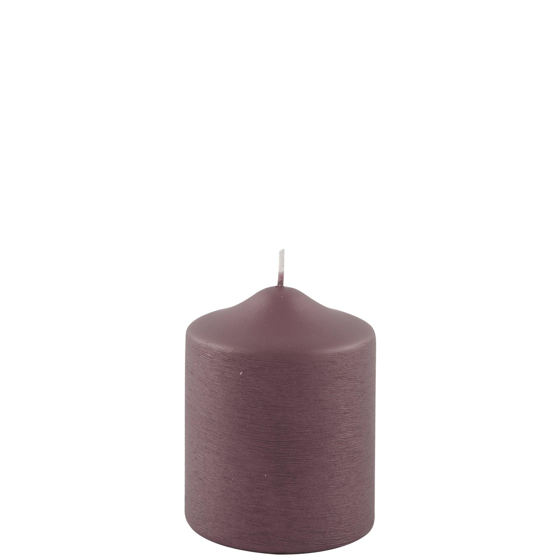 Fink Candle Stumpenkerze metallic gebürstet Bordeaux 10cm - HomeDesign Knaus wir schaffen Inspirationen 