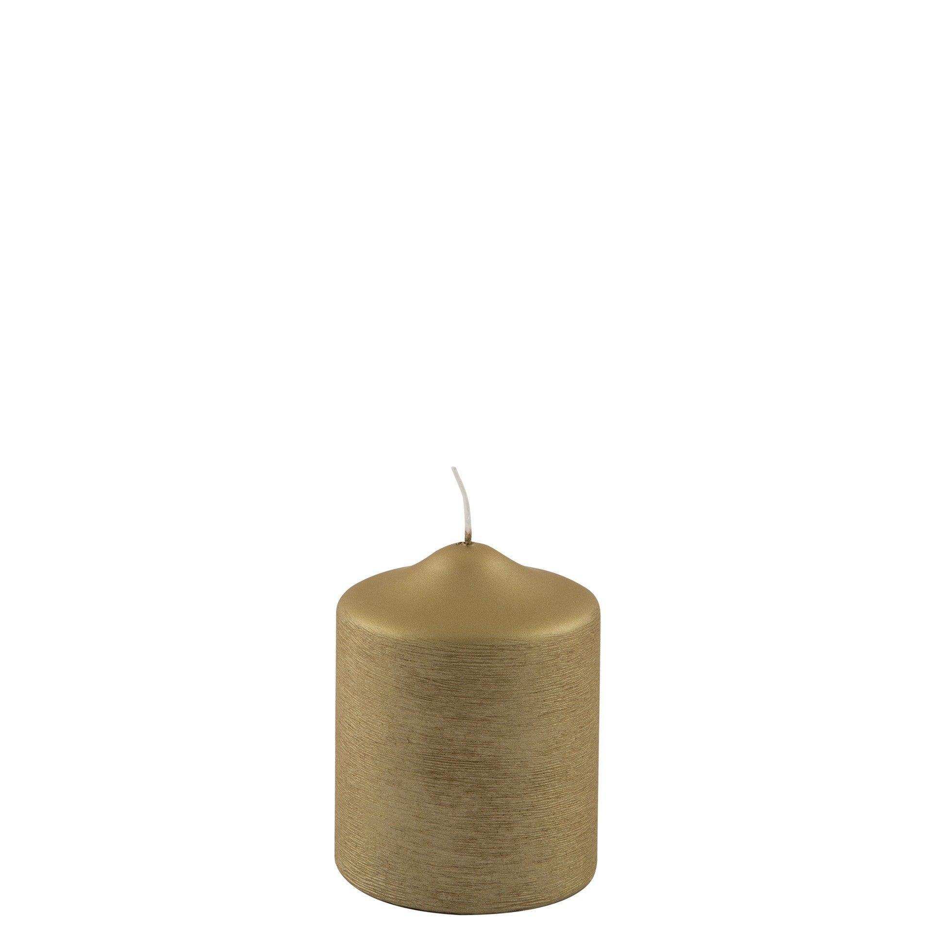 Fink Candle Stumpenkerze metallic gebürstet Gold 10cm - HomeDesign Knaus