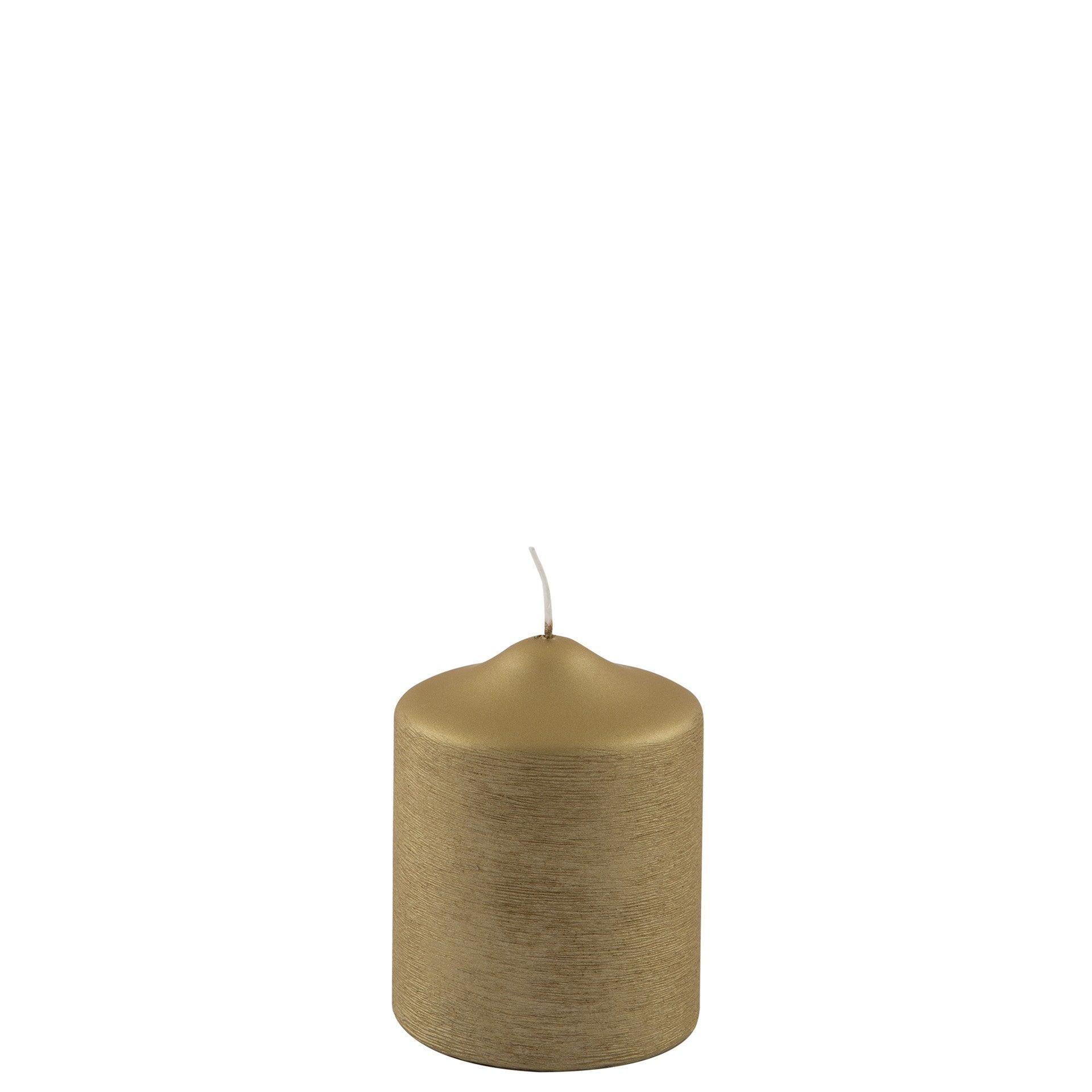 Fink Candle Stumpenkerze metallic gebürstet Gold 10cm - HomeDesign Knaus wir schaffen Inspirationen 