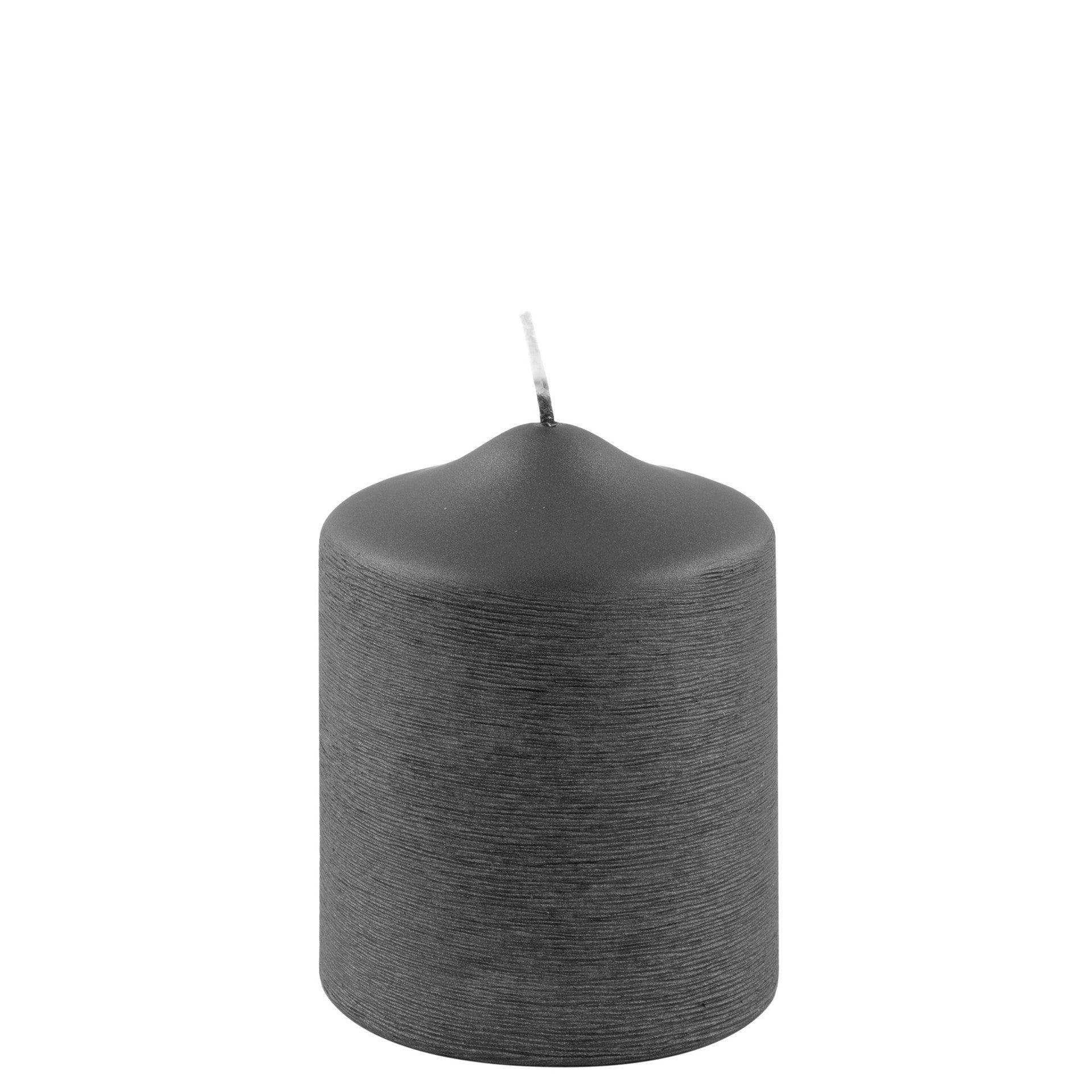 Fink Candle Stumpenkerze metallic gebürstet Grau 10cm - HomeDesign Knaus