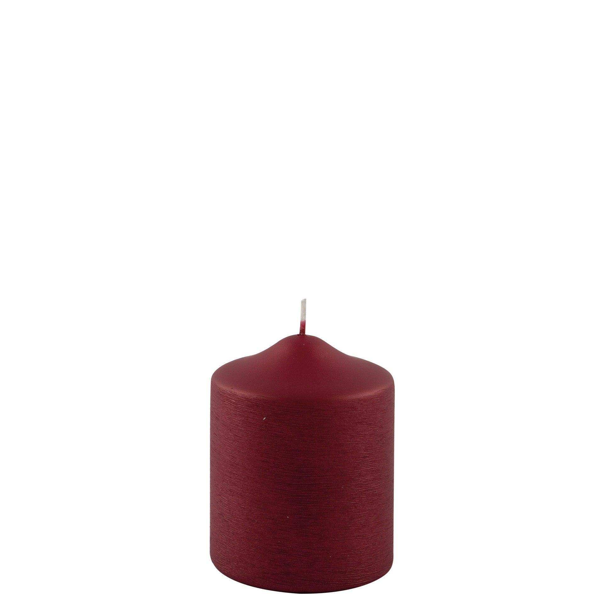 Fink Candle Stumpenkerze metallic gebürstet Rot 10cm - HomeDesign Knaus