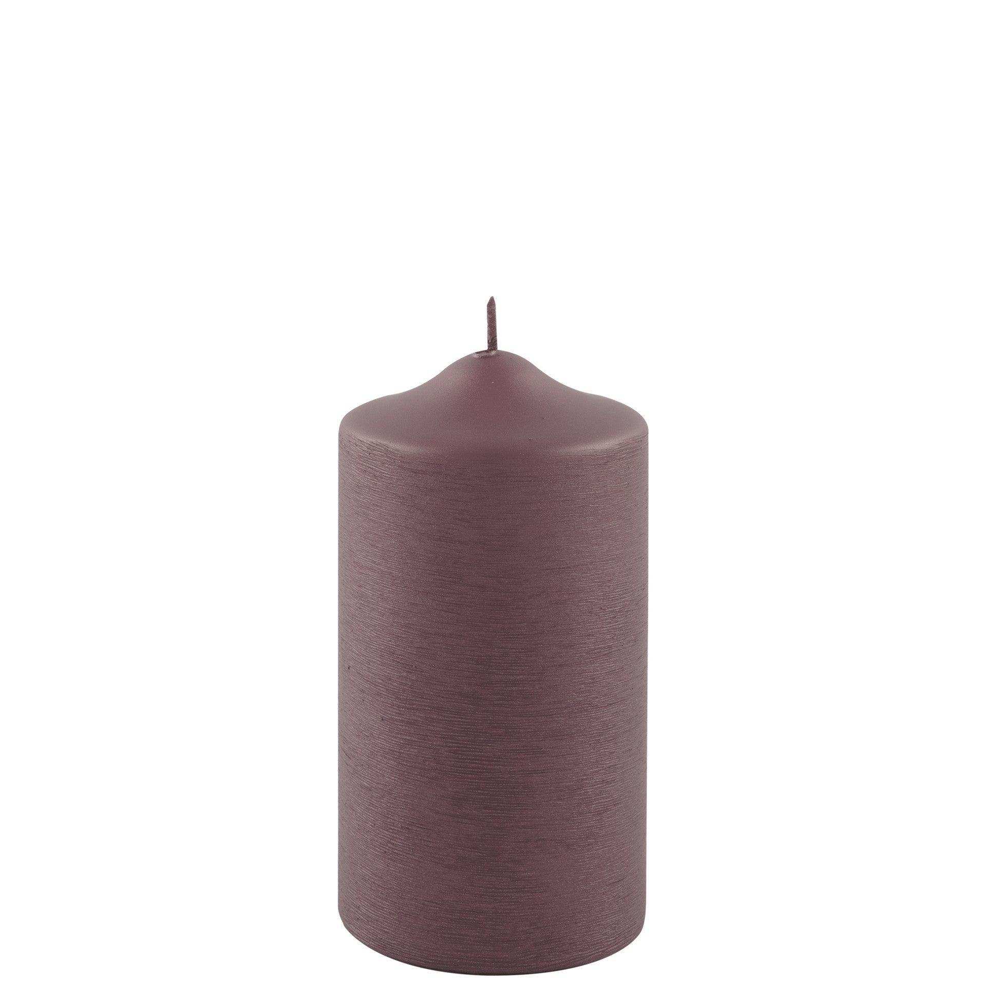 Fink getaucht Stumpenkerze gebürstet metallic Bordeaux 15cm - HomeDesign Knaus