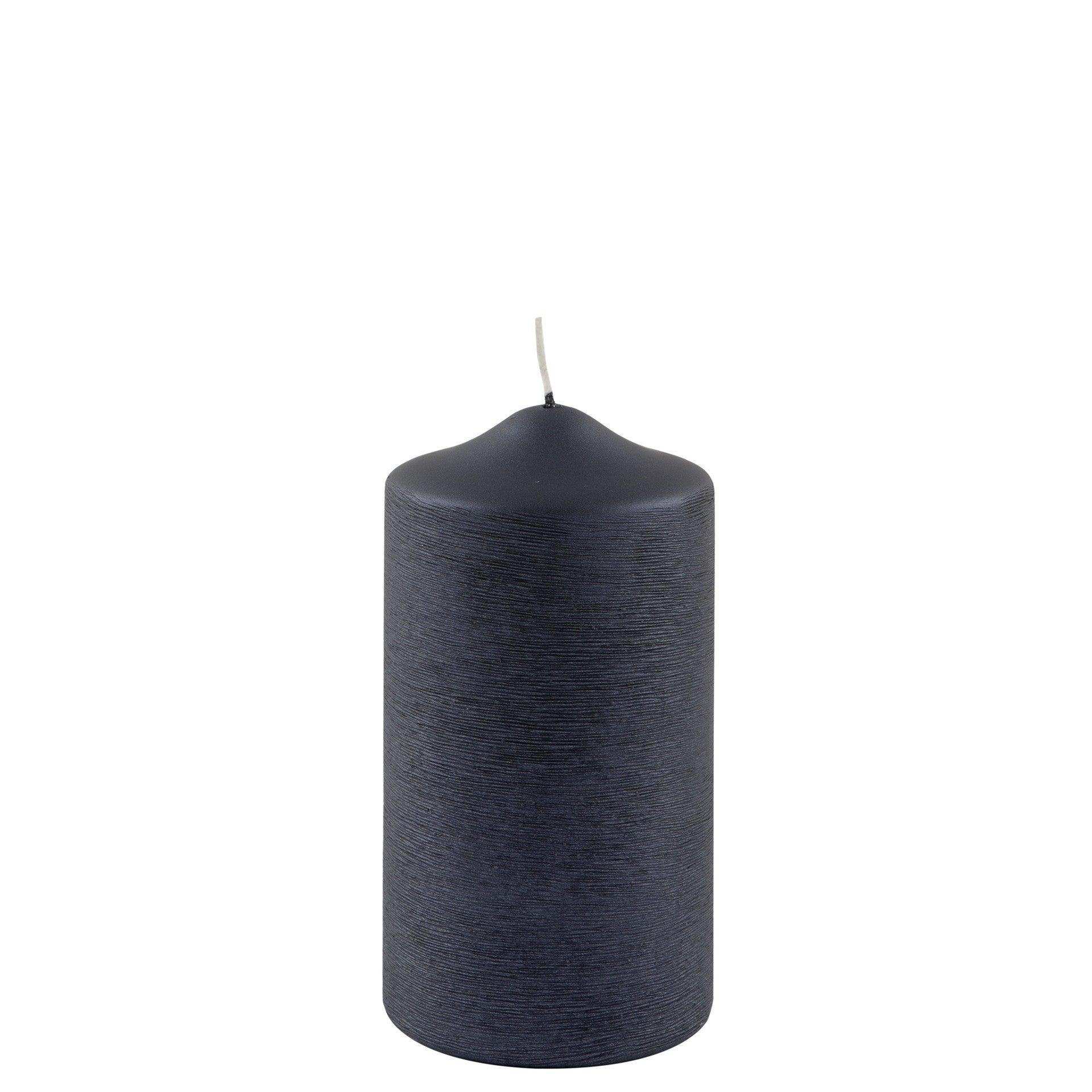 Fink Stumpenkerze gebürstet metallic Schwarz 15cm - HomeDesign Knaus