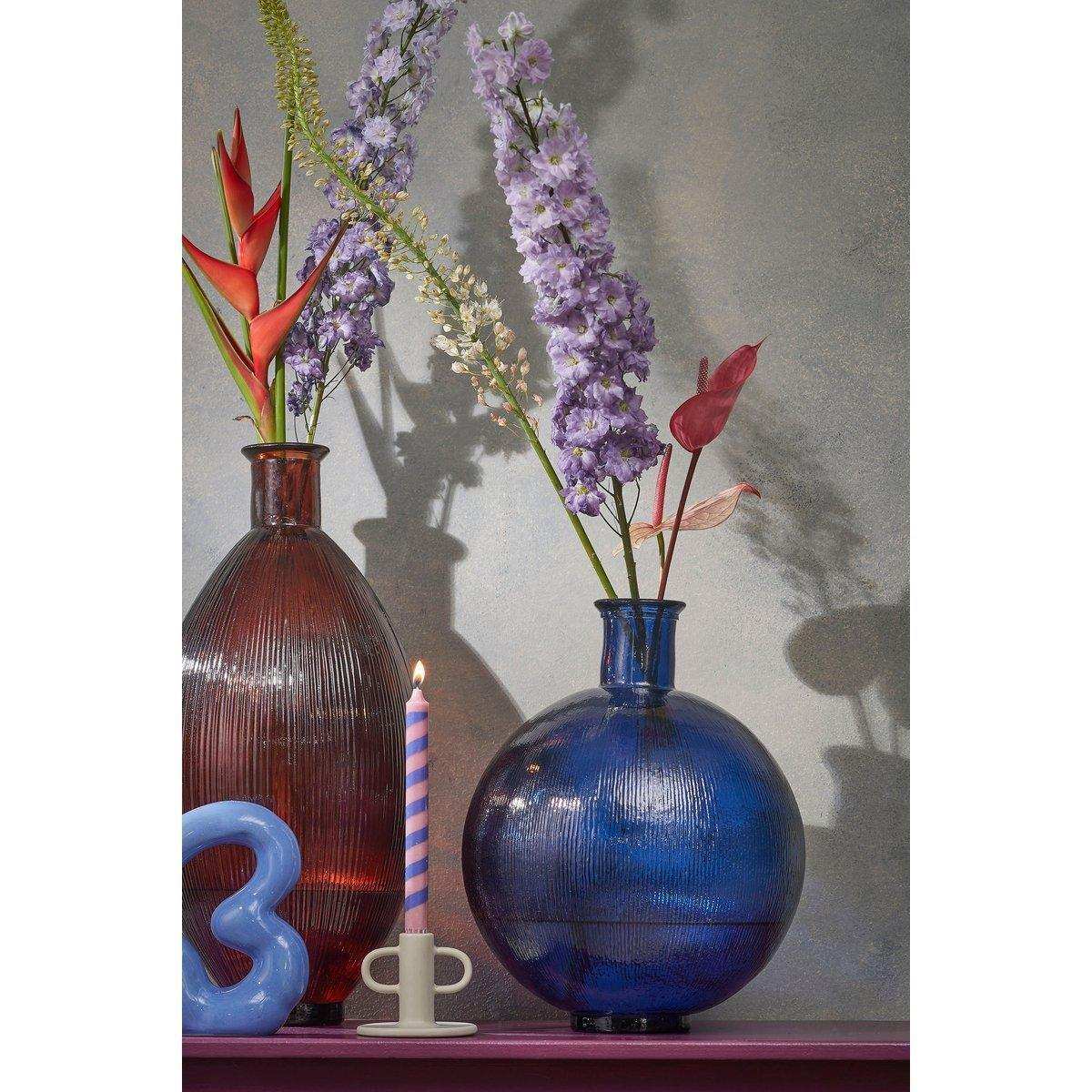 Firenza Flaschenvase – H42 x Ø34 cm – Recyceltes Glas – Dunkelblau - HomeDesign Knaus