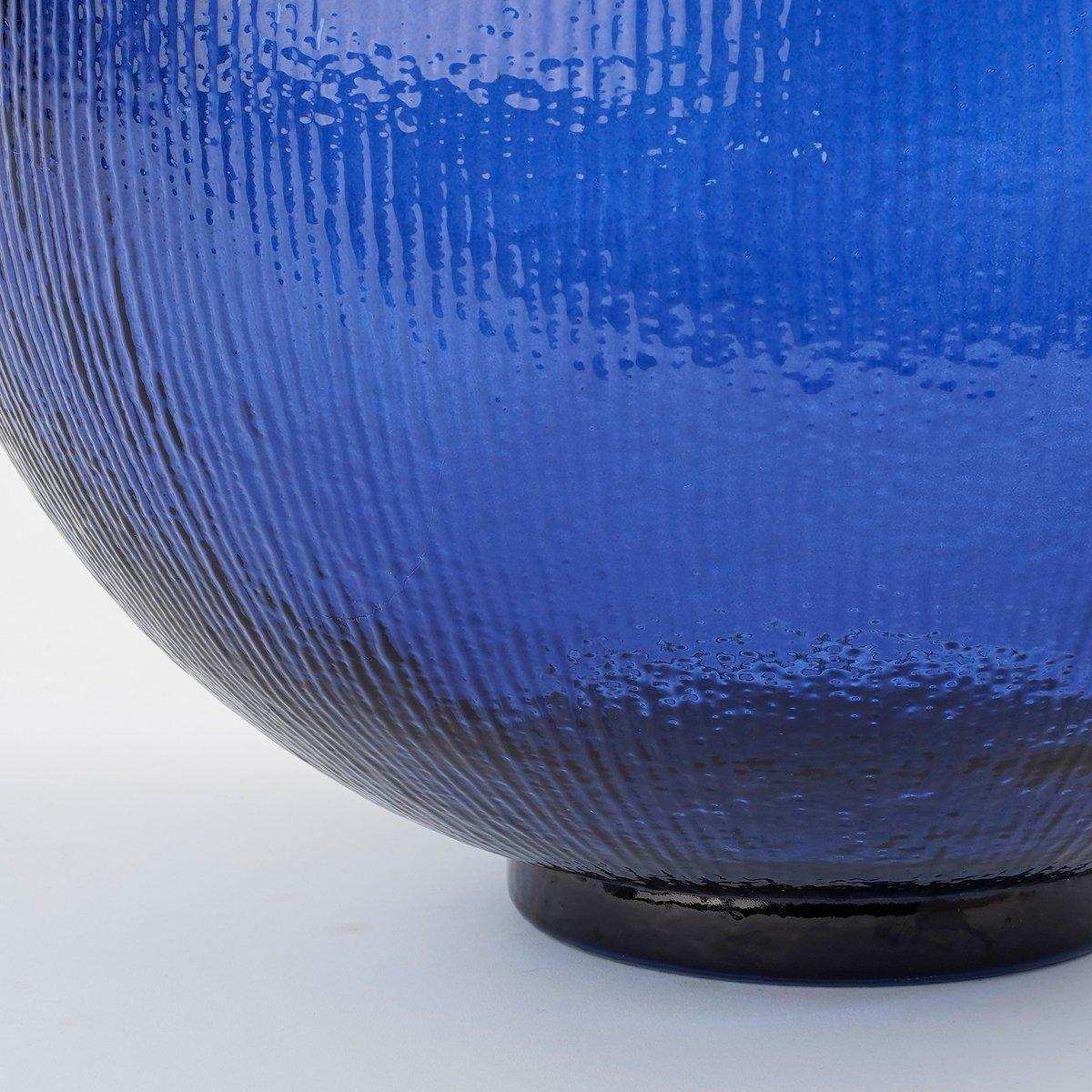 Firenza Flaschenvase – H42 x Ø34 cm – Recyceltes Glas – Dunkelblau - HomeDesign Knaus