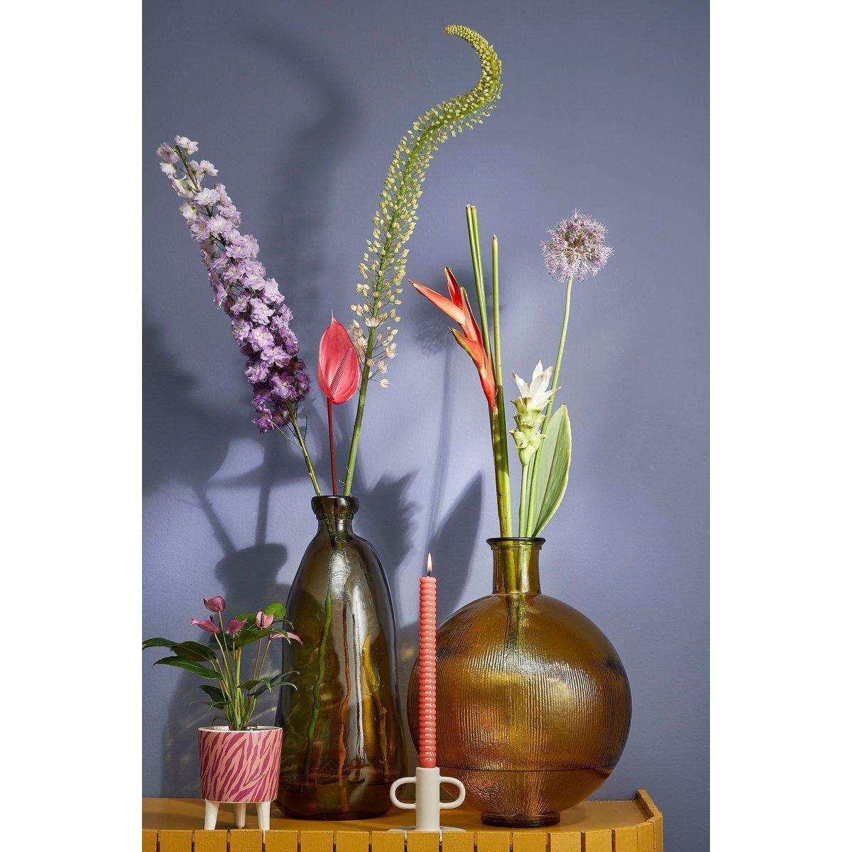 Firenza Flaschenvase – H42 x Ø34 cm – Recyclingglas – Ocker - HomeDesign Knaus