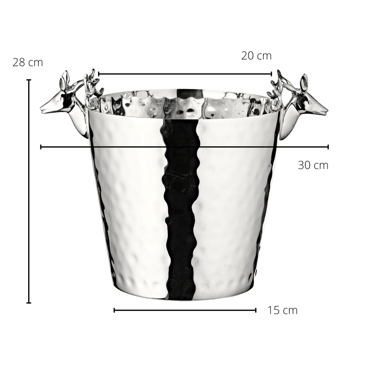 EDZARD Flaschenkühler Sektkühler mit Hirschkopf-Griffen, Edelstahl glänzend vernickelt, H 28 cm, ø 20 cm - HomeDesign Knaus