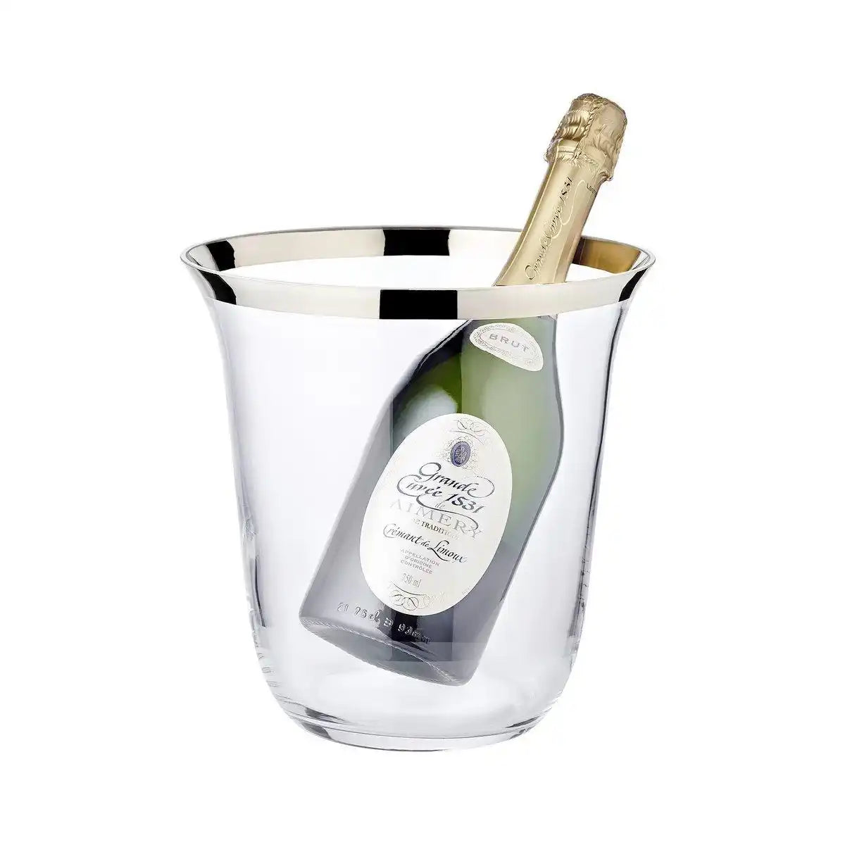 Flaschenkühler Sektkühler Toby mundgeblasenes Kristallglas mit Platinrand 23cm - HomeDesign Knaus