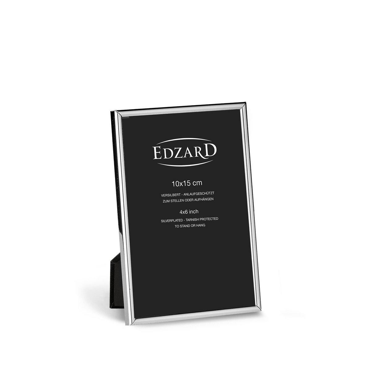 EDZARD Fotorahmen Bilderrahmen Genua für Foto 10 x 15 cm, edel versilbert, anlaufgeschützt, 2 Aufhänger - HomeDesign Knaus