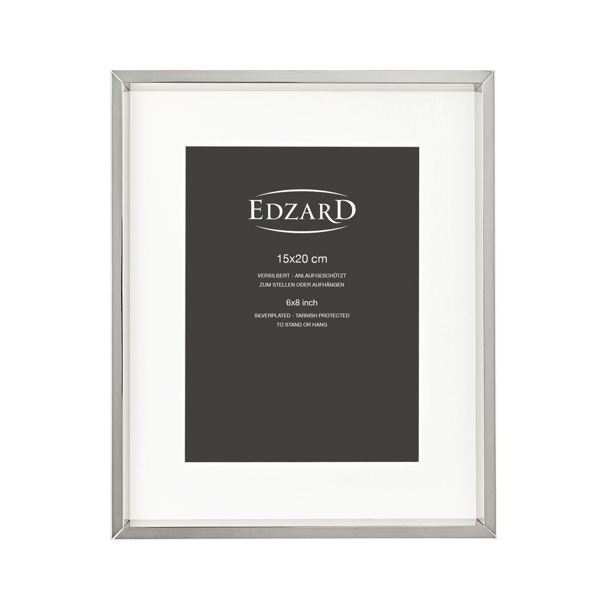 EDZARD Fotorahmen Bilderrahmen Perugia für Foto 15 x 20 cm, versilbert und anlaufgeschützt, mit 2 Aufhänger - HomeDesign Knaus