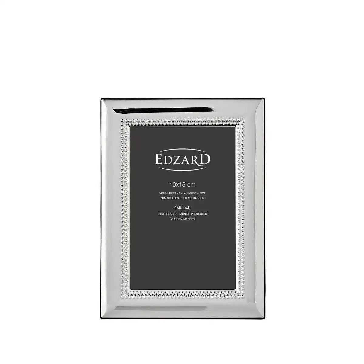 Fotorahmen Turin (10x15 cm), edel versilbert, anlaufgeschützt, inkl. 2 Aufhänger, mit Perlenrand - HomeDesign Knaus
