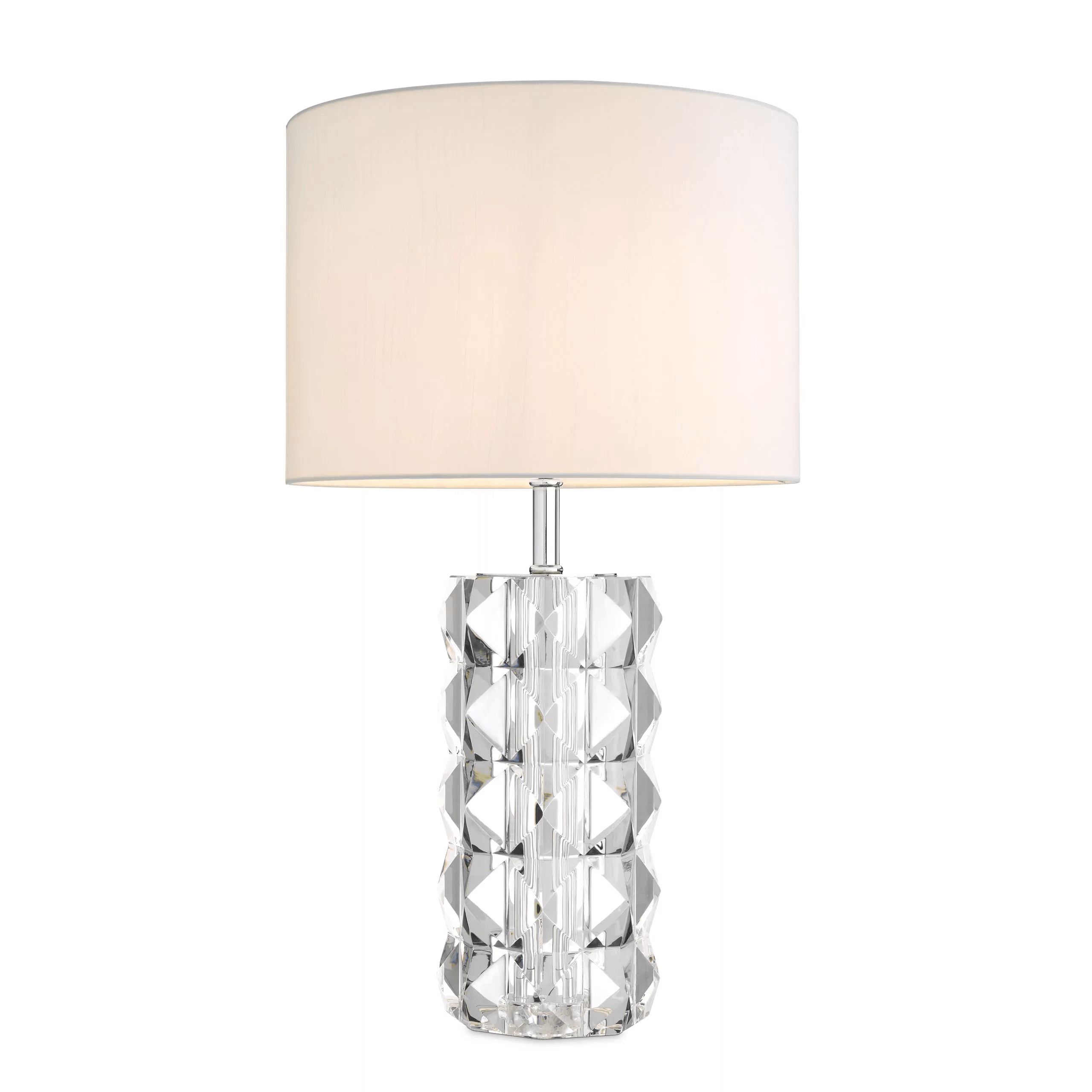 Eichholtz GALVIN Glamouröse Tischlampe Kristallglas | Nickel-Finish  Einschließlich weißer Schirm Handarbeit - HomeDesign Knaus
