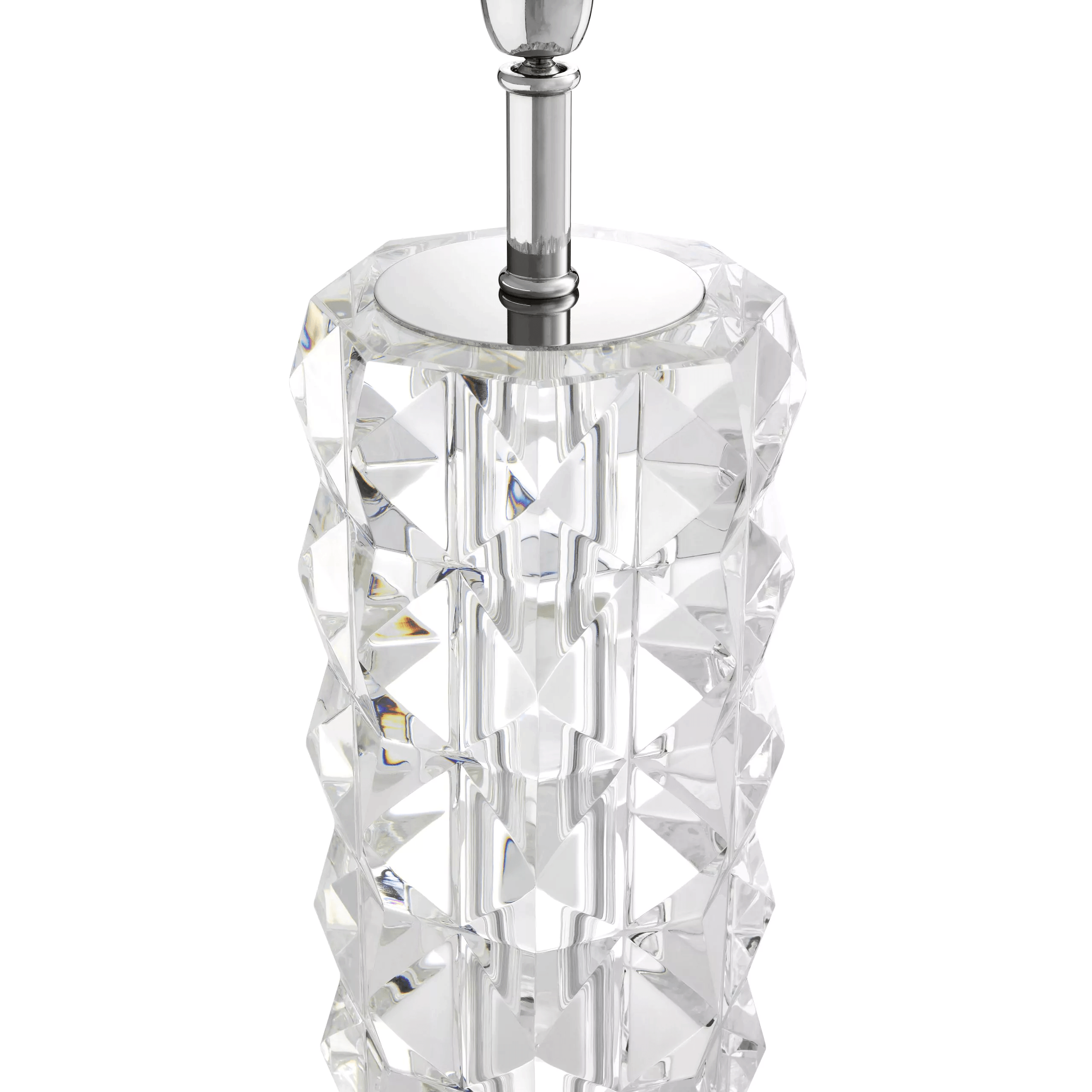 Eichholtz GALVIN Glamouröse Tischlampe Kristallglas | Nickel-Finish  Einschließlich weißer Schirm Handarbeit - HomeDesign Knaus