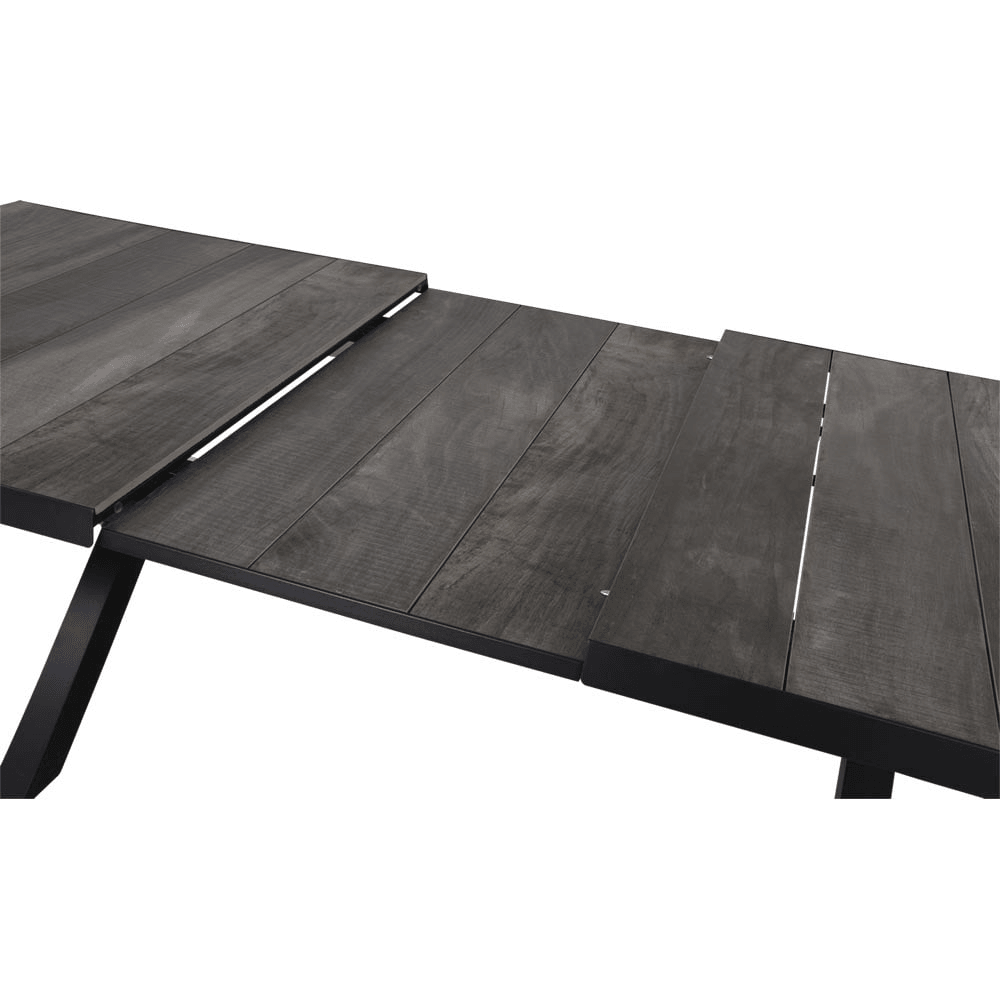 Designer Ausziehtisch Esstisch Gartentisch Tisch Castilla Negro mit Kreuzfuß 204/264x102cm - HomeDesign Knaus