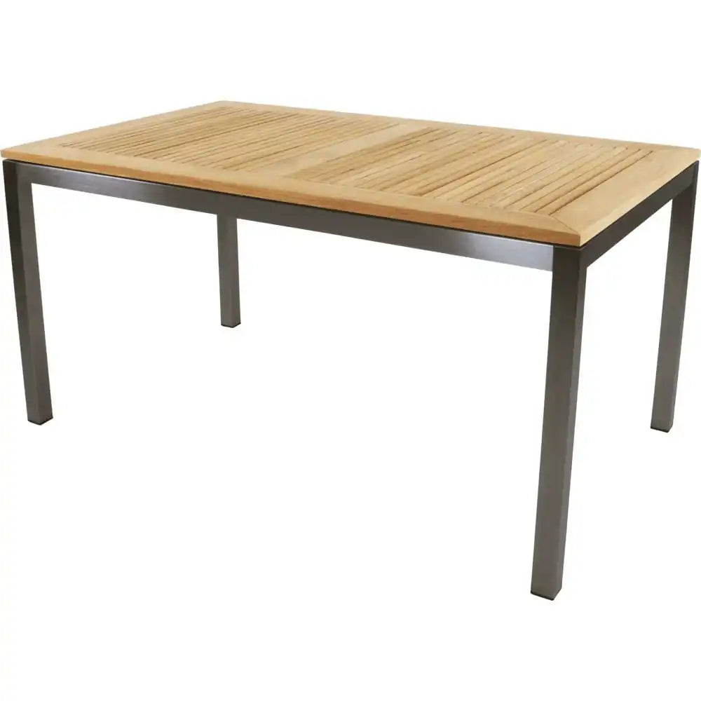 Gartentisch Marmaris Edelstahl Esstisch Holzoptik 152x90cm - HomeDesign Knaus
