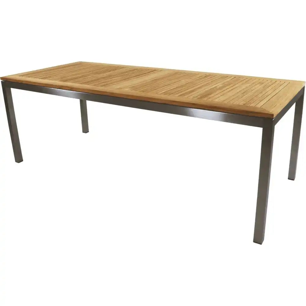 Gartentisch Marmaris Edelstahl Esstisch Holzoptik 220x92 - HomeDesign Knaus