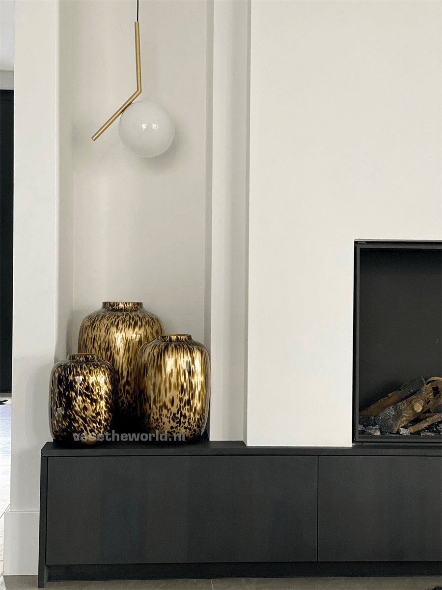Designer Gepard Gold Deko Vase Blumenvase Bodenvase Handarbeit - HomeDesign Knaus