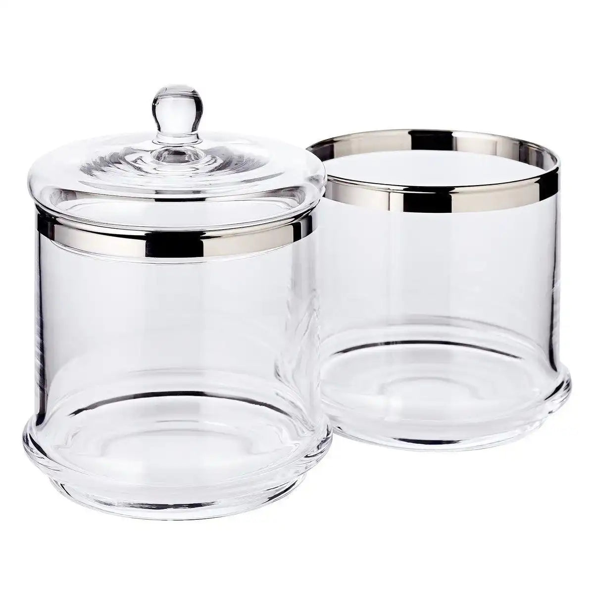Glasdose Lia (H 29 cm, ø 14 cm), mit Deckel mundgeblasenes Kristallglas mit Platinrand - HomeDesign Knaus