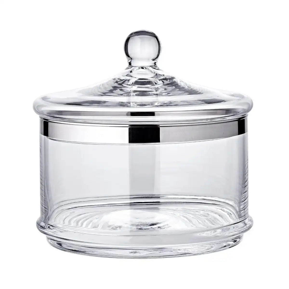 Glasdose Vigo mit Deckel mundgeblasenes Kristallglas mit Platinrand 19cm - HomeDesign Knaus