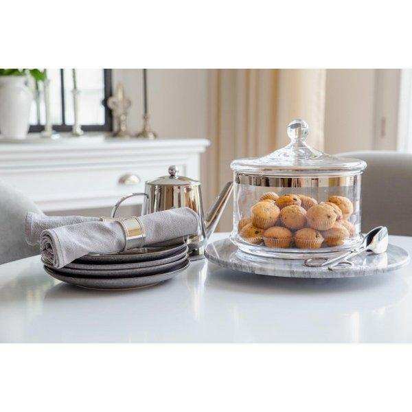 Glasdose Vigo mit Deckel mundgeblasenes Kristallglas mit Platinrand 19cm - HomeDesign Knaus
