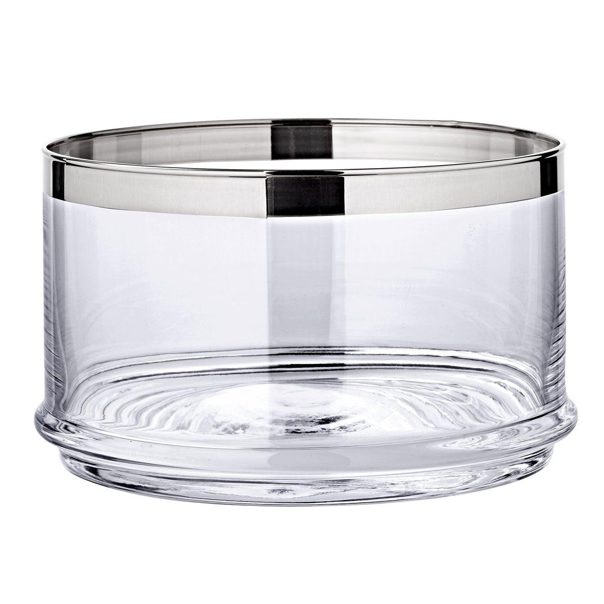 EDZARD Glasdose Vigo, mundgeblasenes Kristallglas mit Platinrand, ø 19 cm, Höhe 12 cm - HomeDesign Knaus