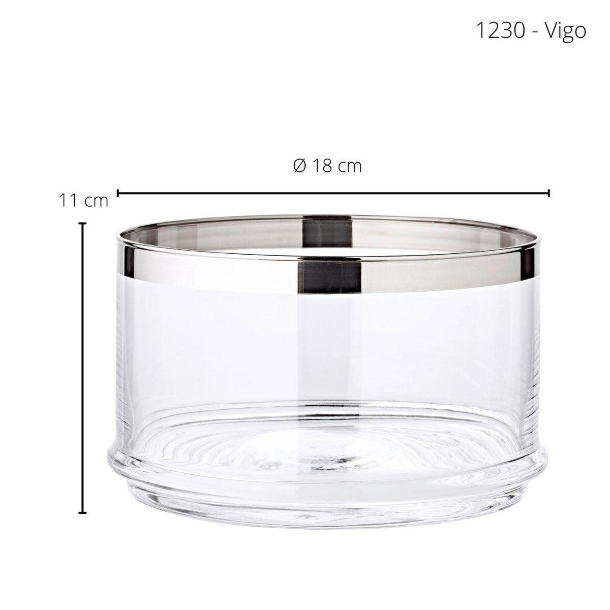 EDZARD Glasdose Vigo, mundgeblasenes Kristallglas mit Platinrand, ø 19 cm, Höhe 12 cm - HomeDesign Knaus