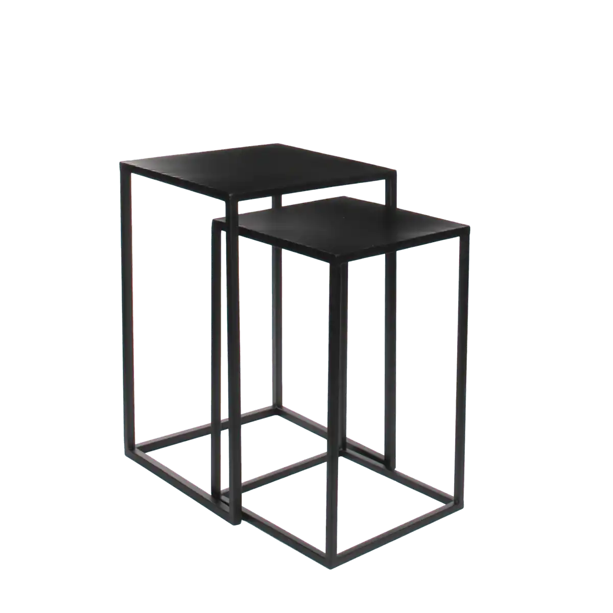 Goa Beistelltisch – 2er-Set – L35 x B35 x H55 cm – Metall – Schwarz - HomeDesign Knaus
