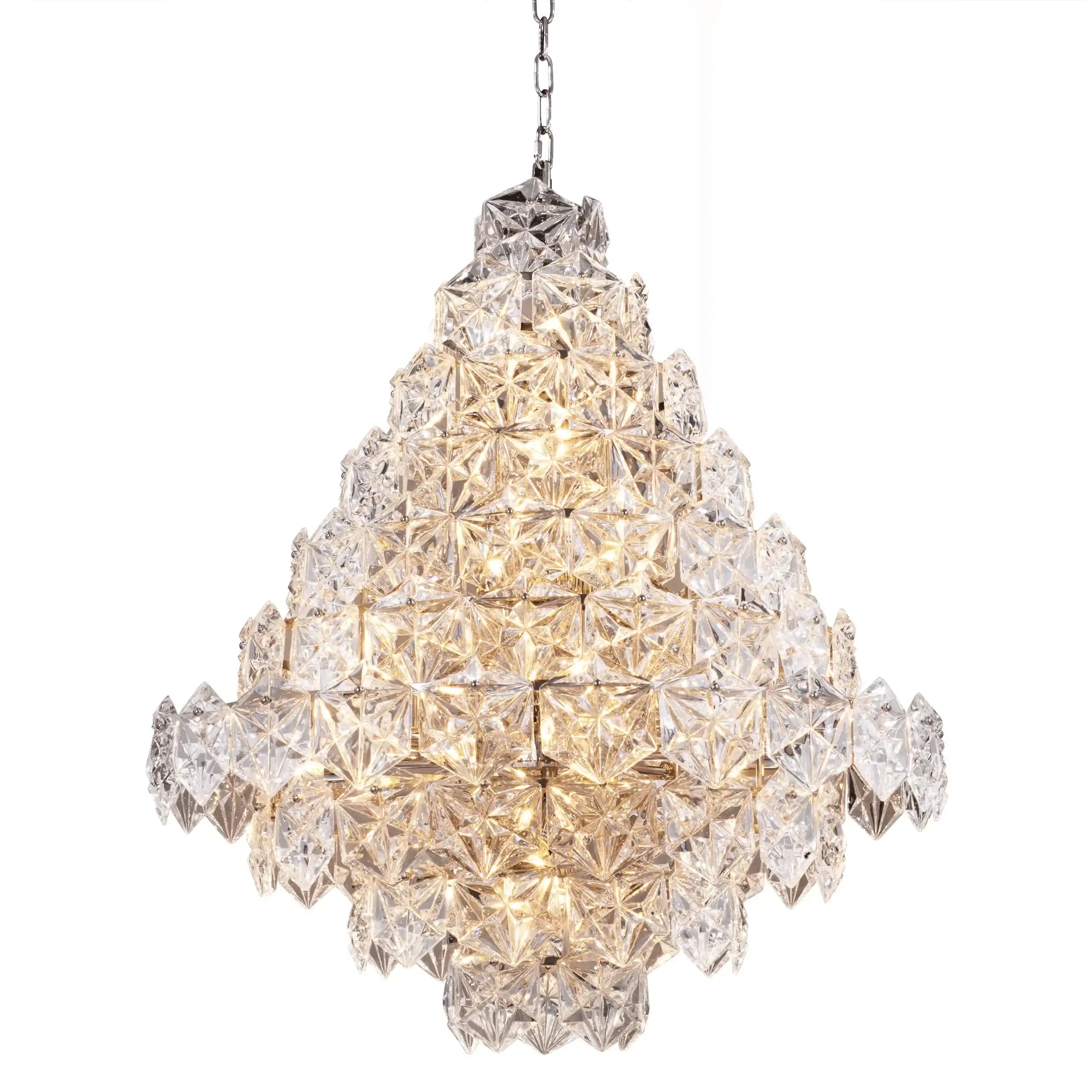 Hermitage Glamourösen Kronleuchter Hängeleuchte Klarglas Nickel Handarbeit - HomeDesign Knaus