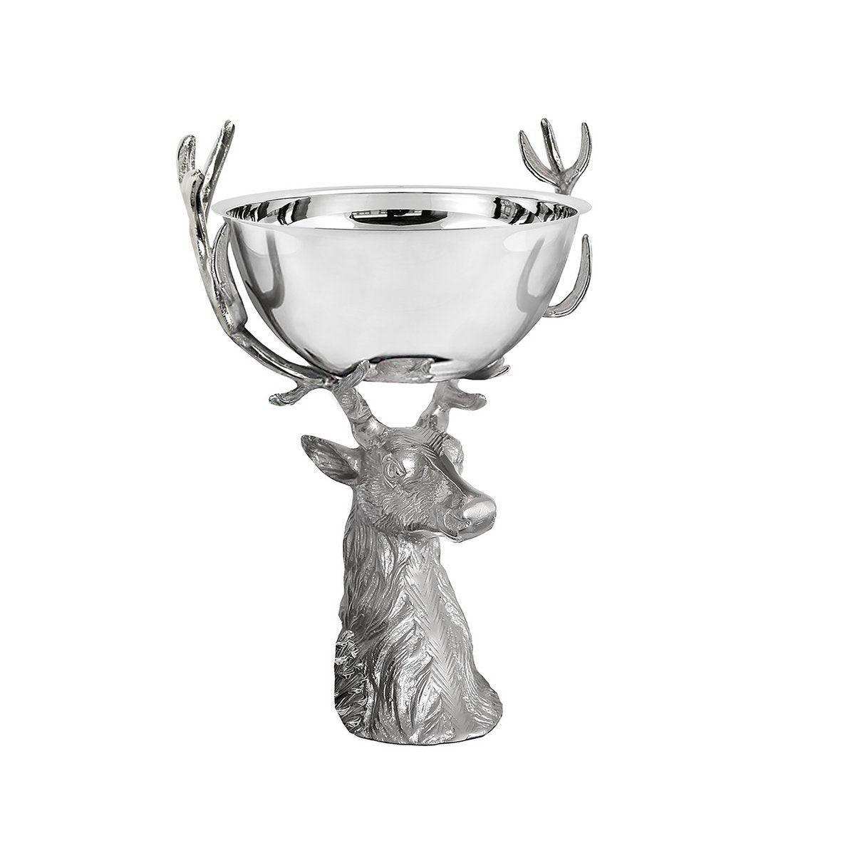 Hirschkopf mit Schale Richard Dekoschale Edelstahl poliert H 45 cm - HomeDesign Knaus