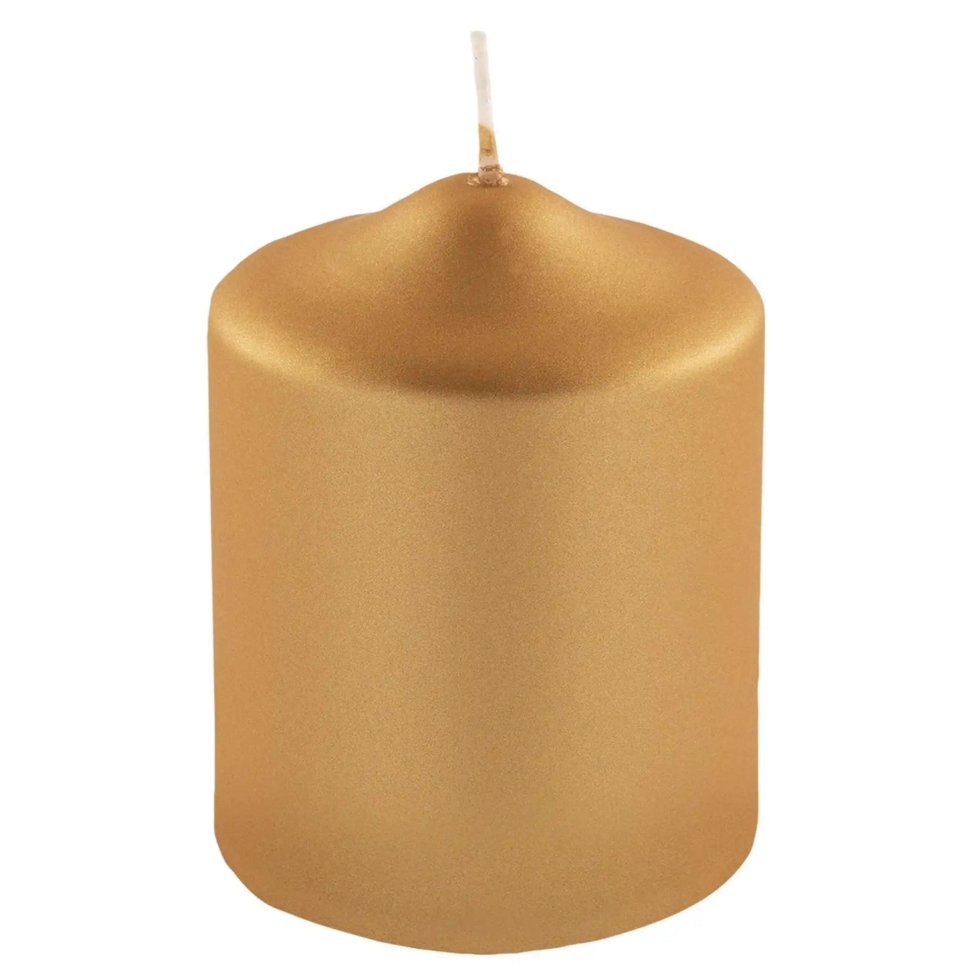 Hochwertige Candle Altarkerze getaucht Stumpenkerze metallic Gold - HomeDesign Knaus