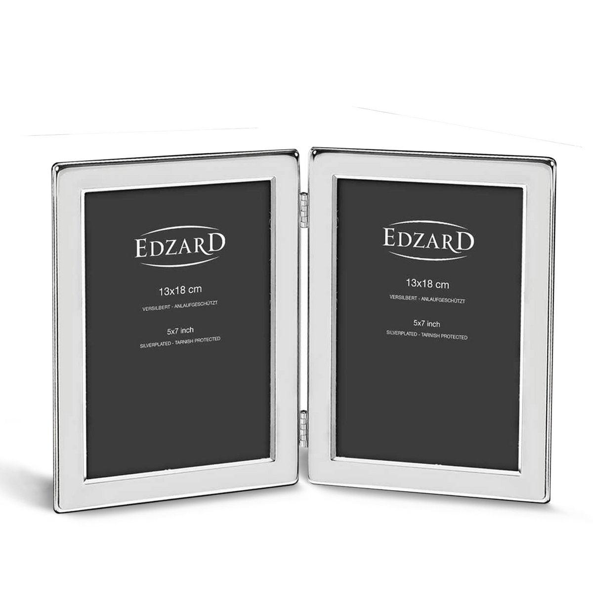 EDZARD Doppel-Fotorahmen Salerno für 2 Fotos 13 x 18 cm, edel versilbert, anlaufgeschützt - HomeDesign Knaus