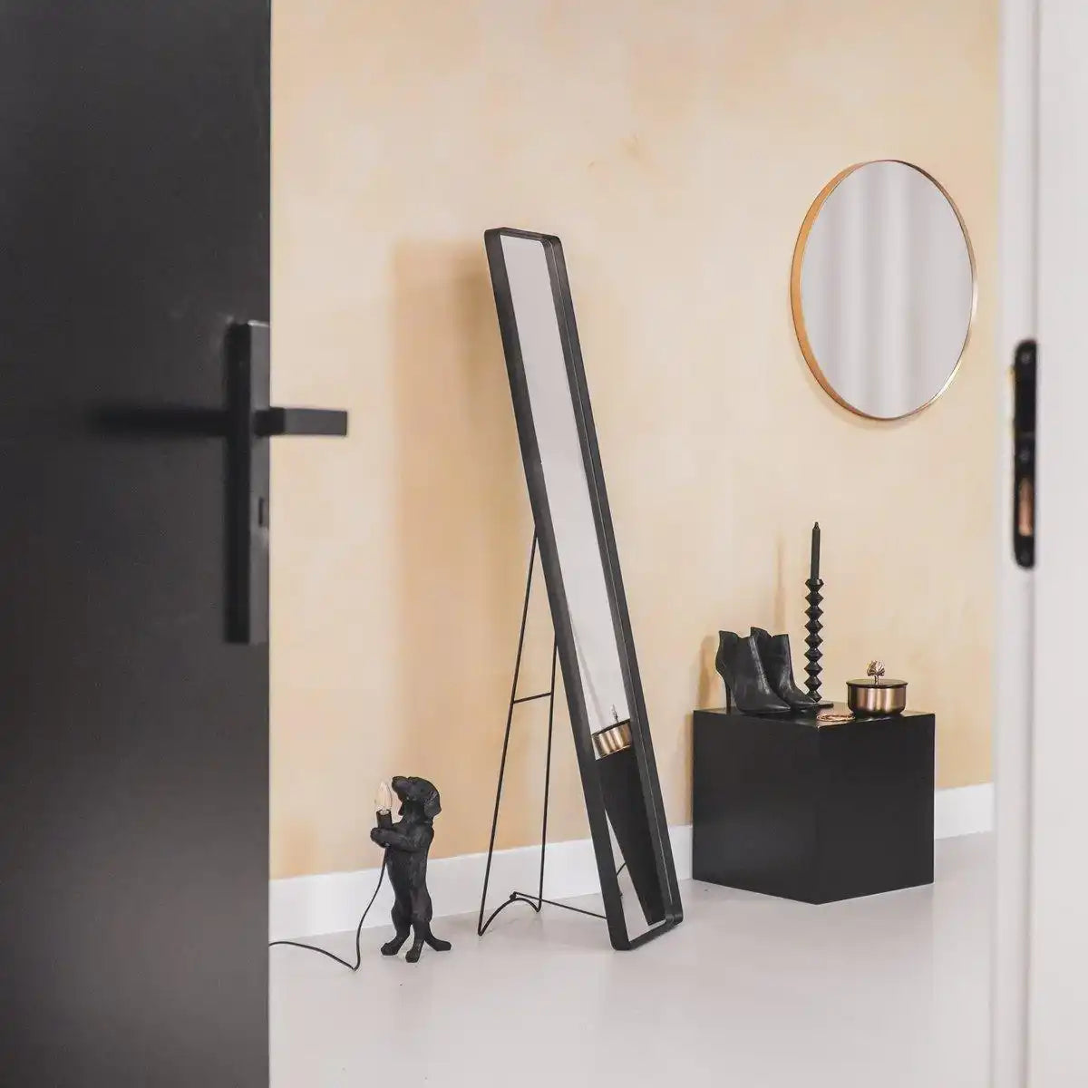 Housevitamin Ganzkörperspiegel – Schwarz – 30 x 4 x 150 cm - HomeDesign Knaus