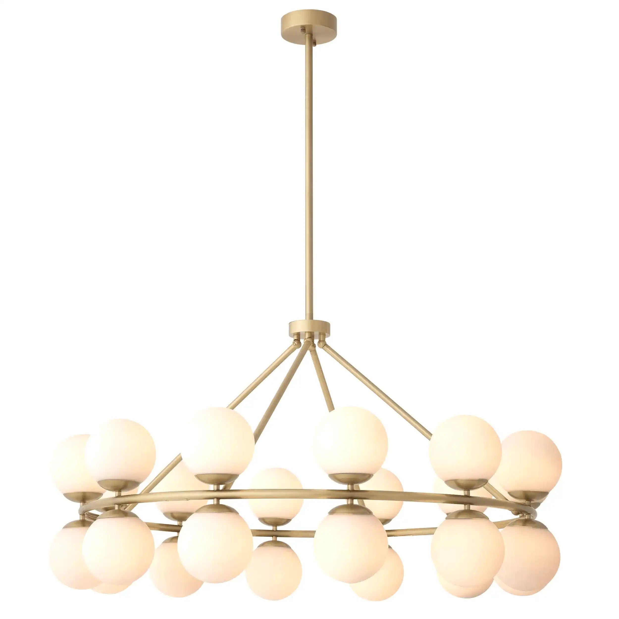 Hutchinson Glamourösen Kronleuchter Messingfinish weißes Glas Unikat - HomeDesign Knaus