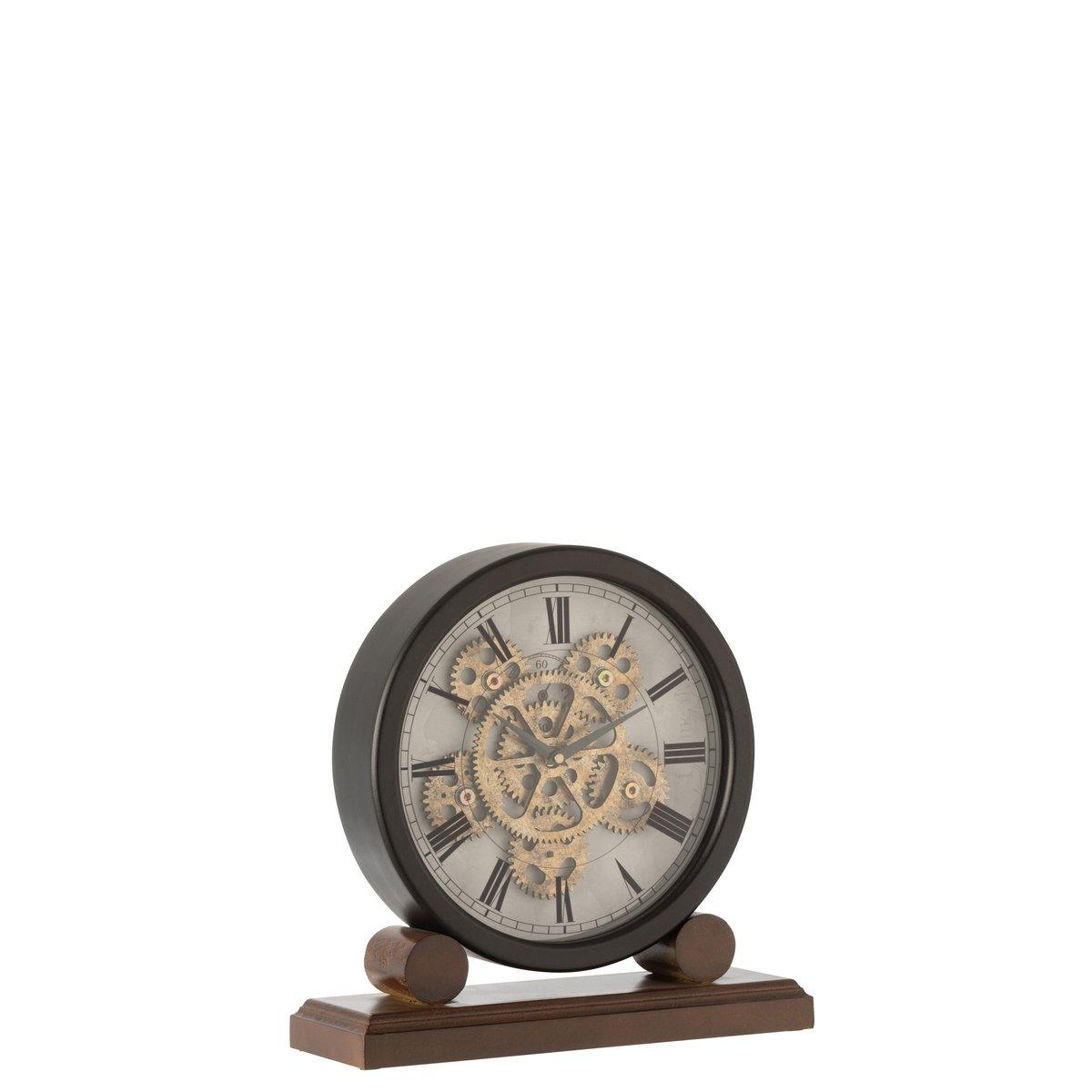J-Line Uhr auf Fuß - Holz - Gold/Schwarz - Ø 35 cm - HomeDesign Knaus
