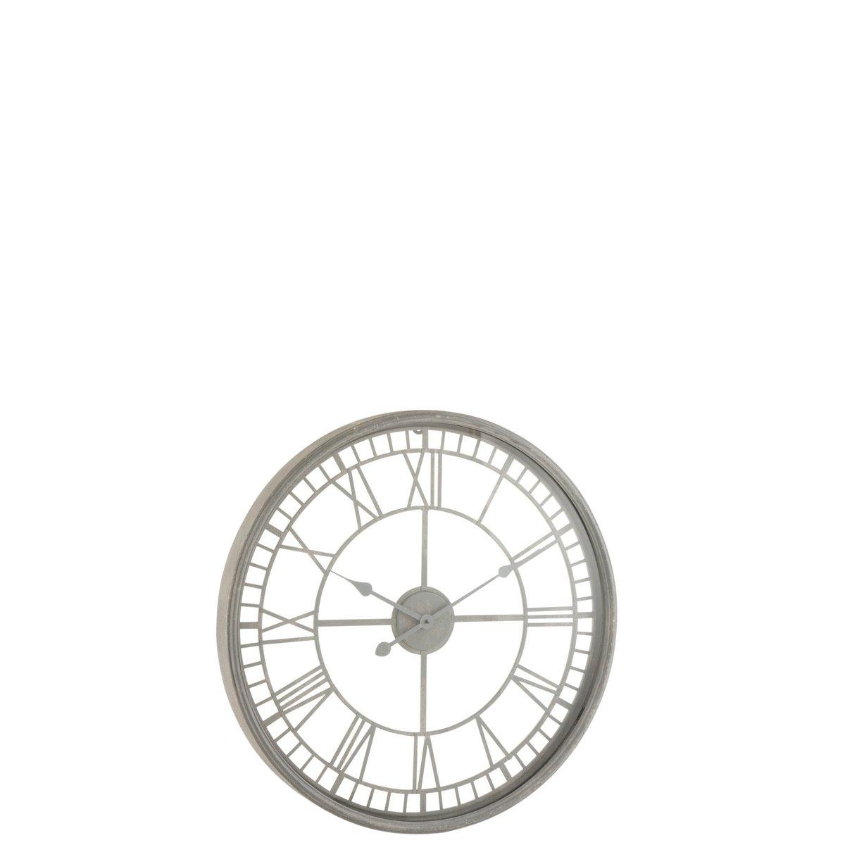 J-Line Uhr mit römischen Ziffern – Metall/Glas – Grau – Ø 67 cm - HomeDesign Knaus