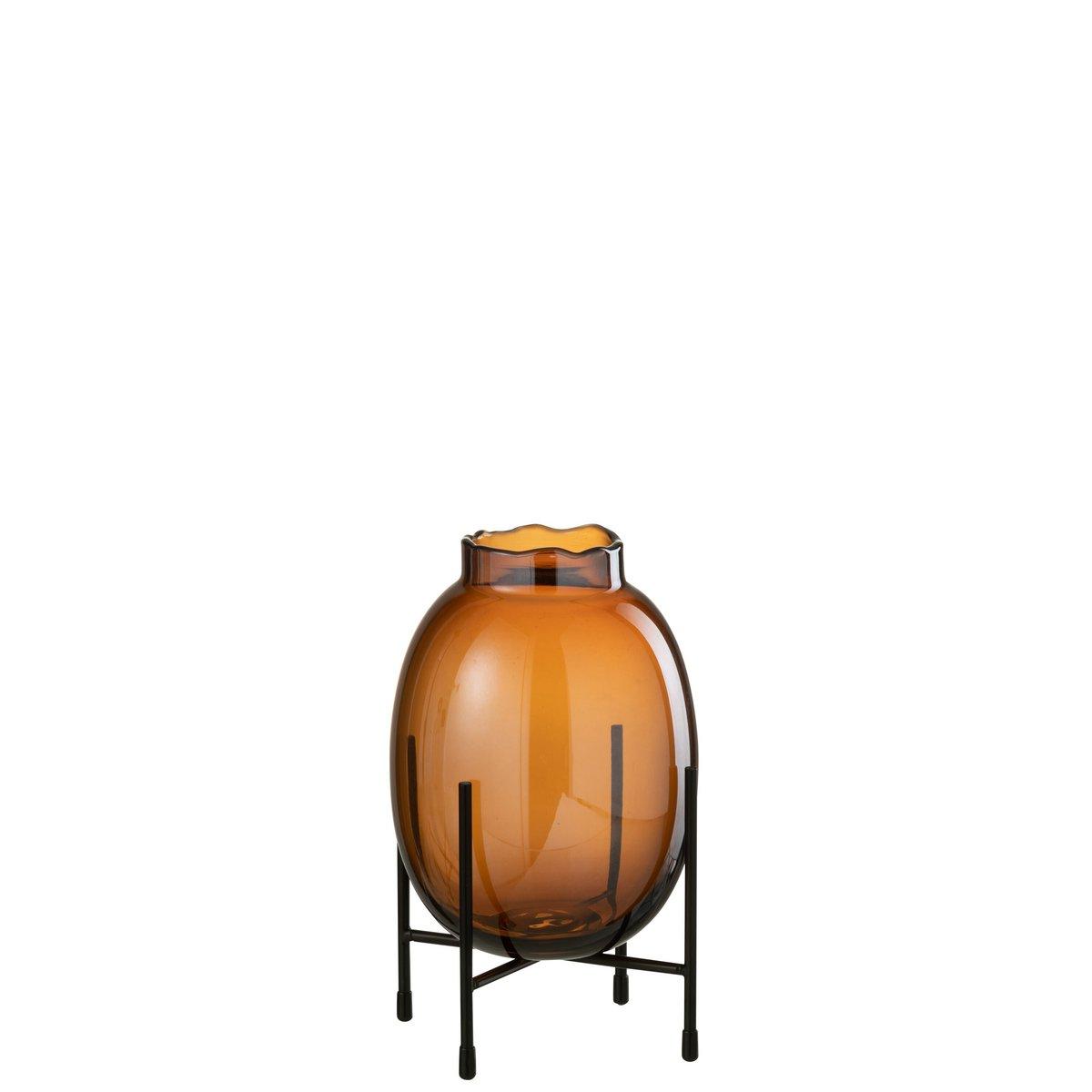 J-Line Vase auf Fuß Glas Braun Klein – 26,50 cm hoch - HomeDesign Knaus