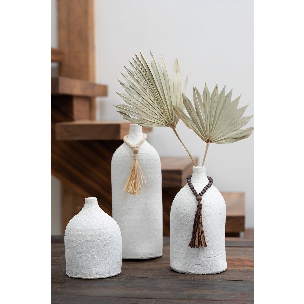 J-Line Vase Enya Bottle Keramik Weiß Klein – 20,00 cm hoch - HomeDesign Knaus