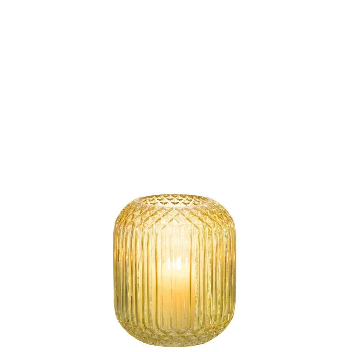 J-Line Vase, gerade geschliffenes Glas, Gelb, klein – 17,00 cm hoch - HomeDesign Knaus