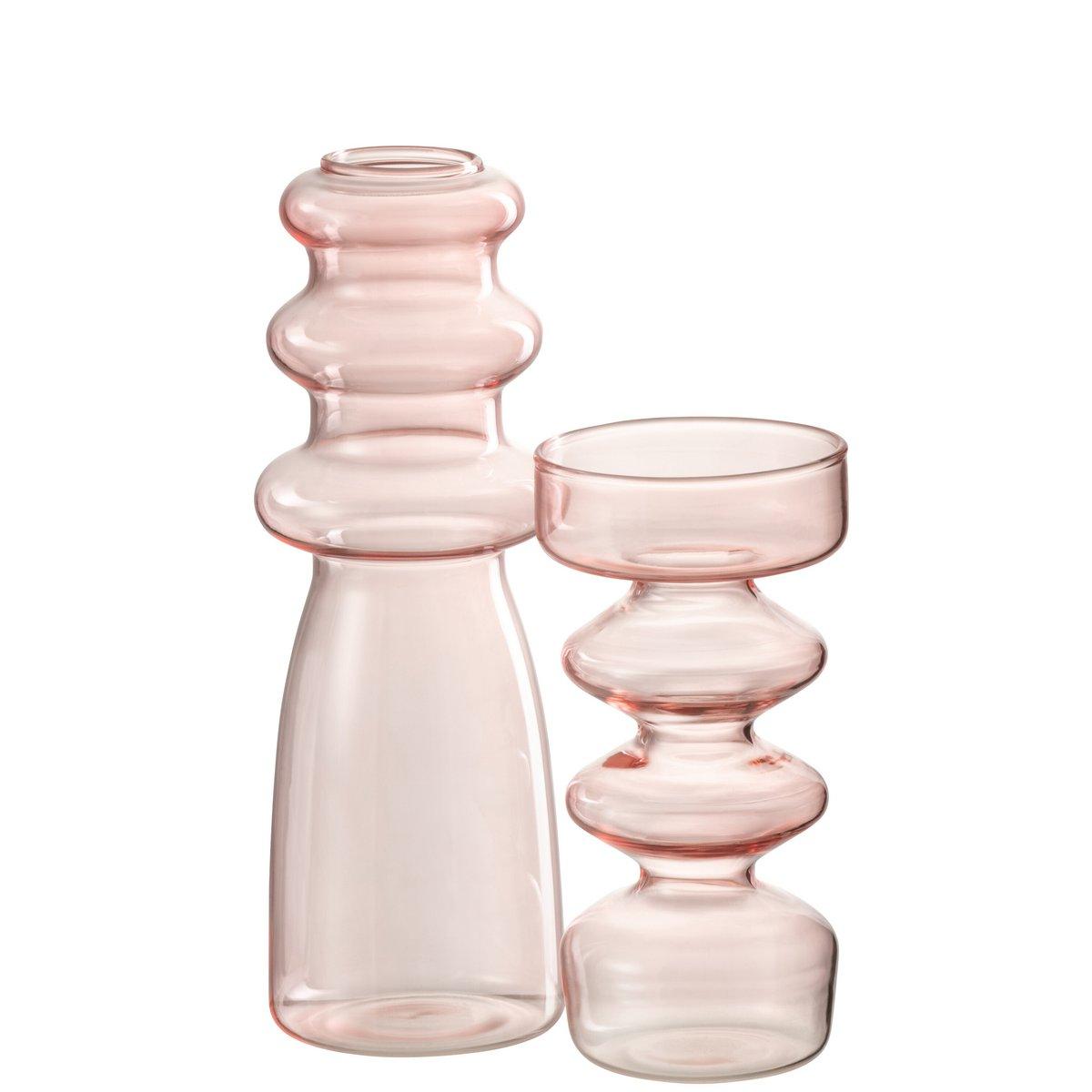 J-Line Vase Luna Glas Pink Groß – 21,00 cm hoch - HomeDesign Knaus