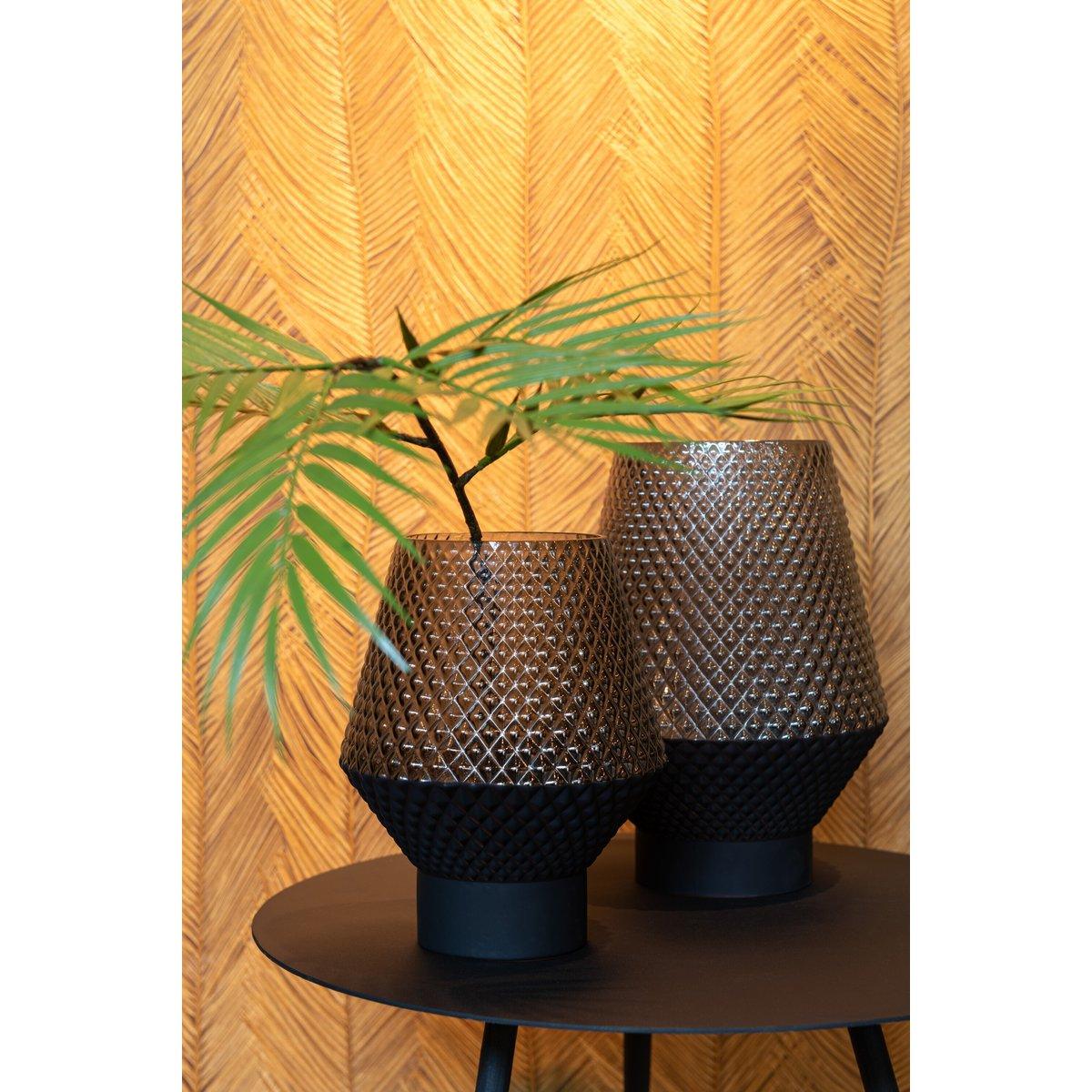 J-Line Vase Motiv Glas Grau Klein – 21,50 cm hoch - HomeDesign Knaus