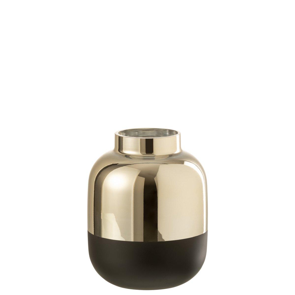 J-Line Vase Omi Low Glas Gold/Schwarz - 22,00 cm hoch - HomeDesign Knaus