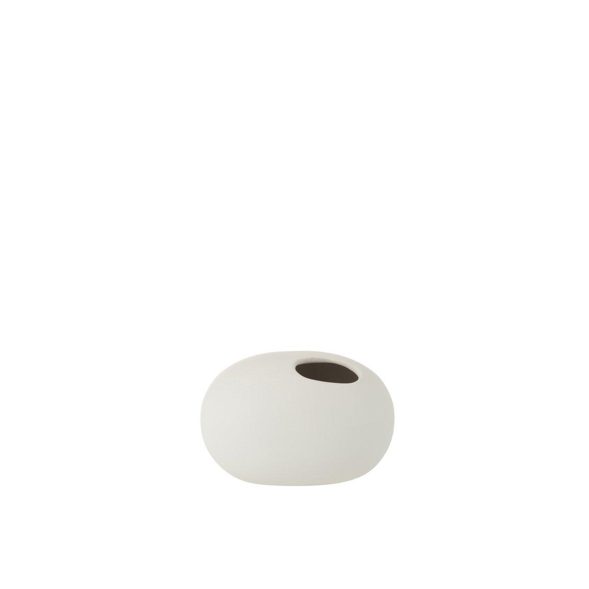 J-Line Vase Oval Keramik Matt Weiß Klein – 11,00 cm hoch - HomeDesign Knaus